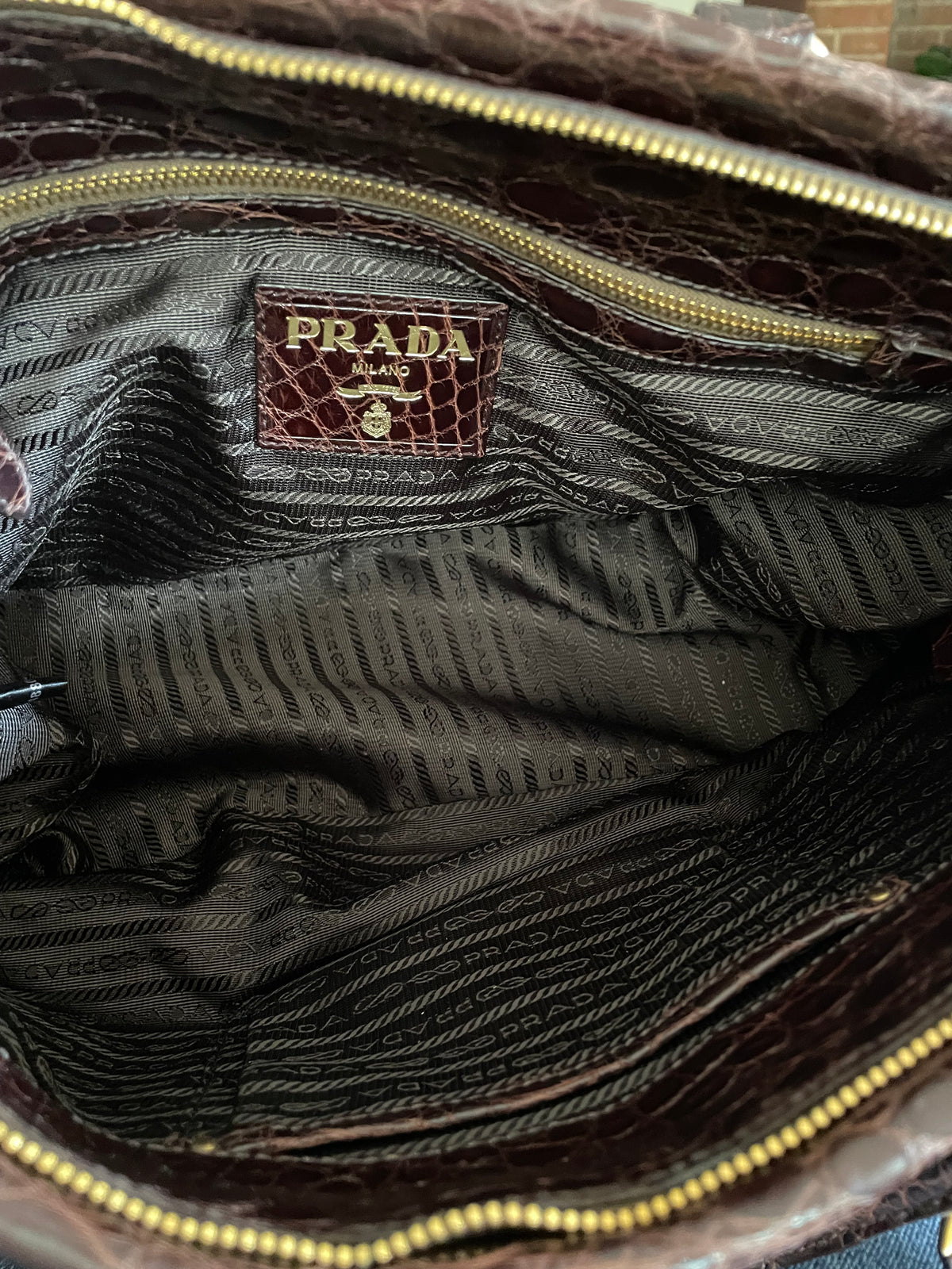 Preloved, Vintage Prada Logo Jacquard Bowling Bag