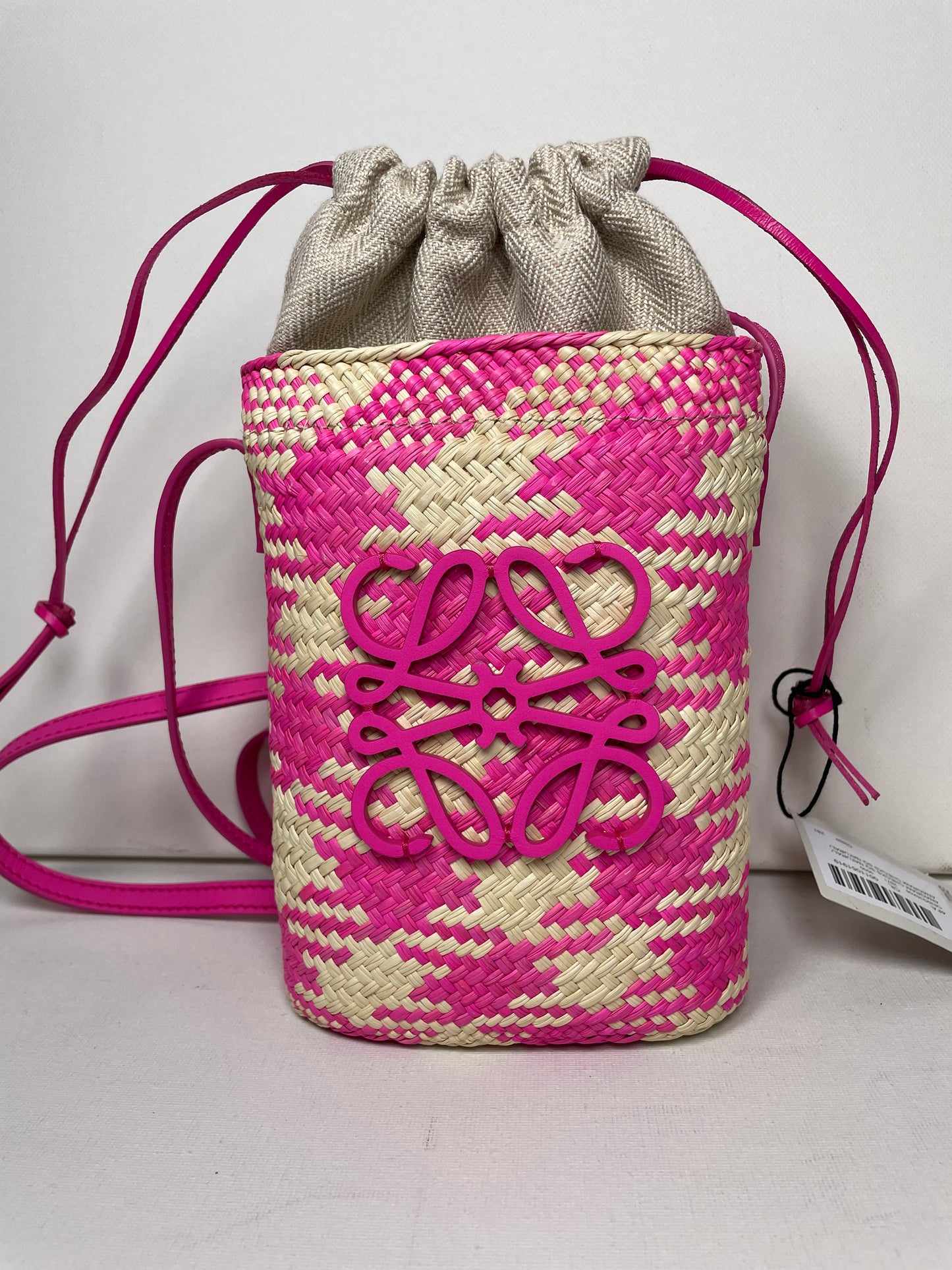 Preloved Loewe x Paula's Ibiza Woven Anagram Square Pocket Raffia Bag