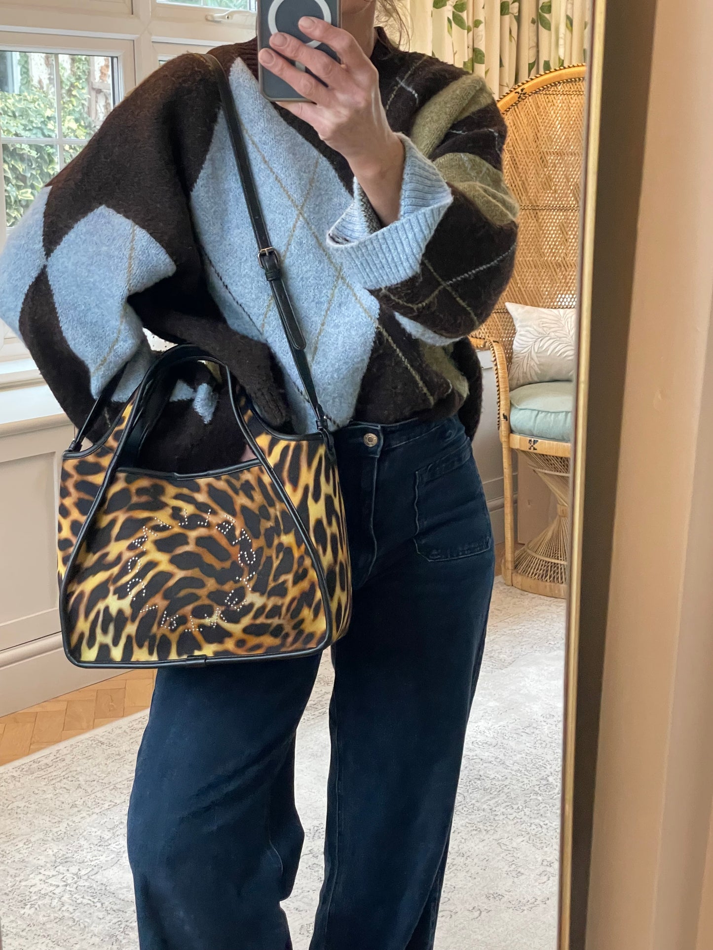 Preloved Stella McCartney Leopard Print Studded Tote Bag