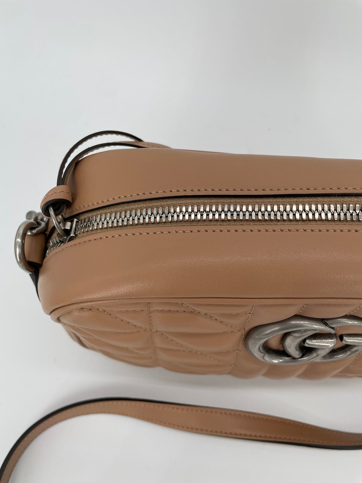 Preloved Gucci Quilted Leather Geometric Marmont Crossbody Bag, Small