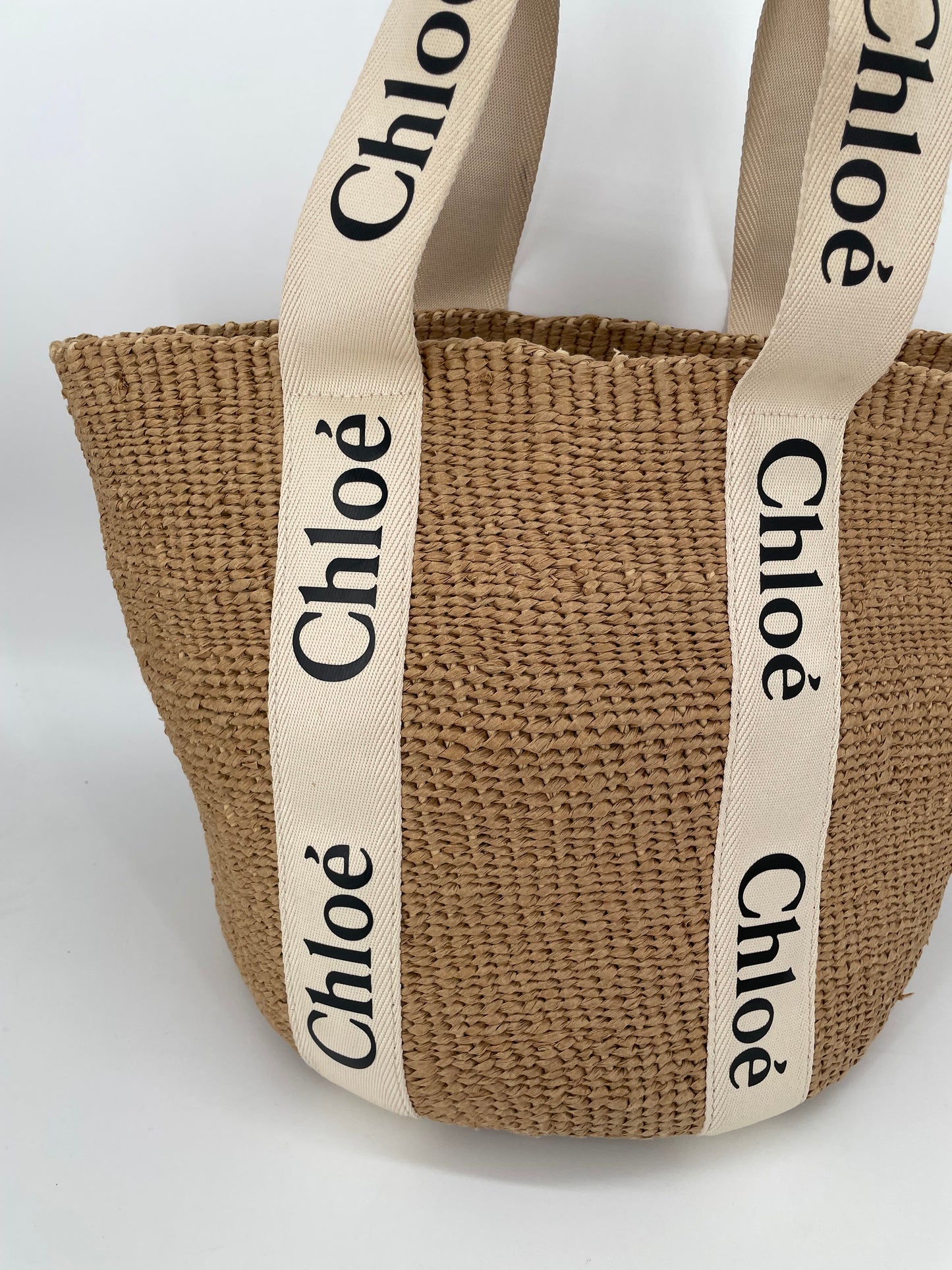 Preloved Chloe Raffia Woody Basket Bag,