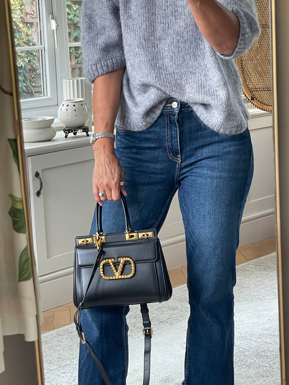 Preloved Valentino Garavani Rockstud Alcove Top-Handle Bag, medium