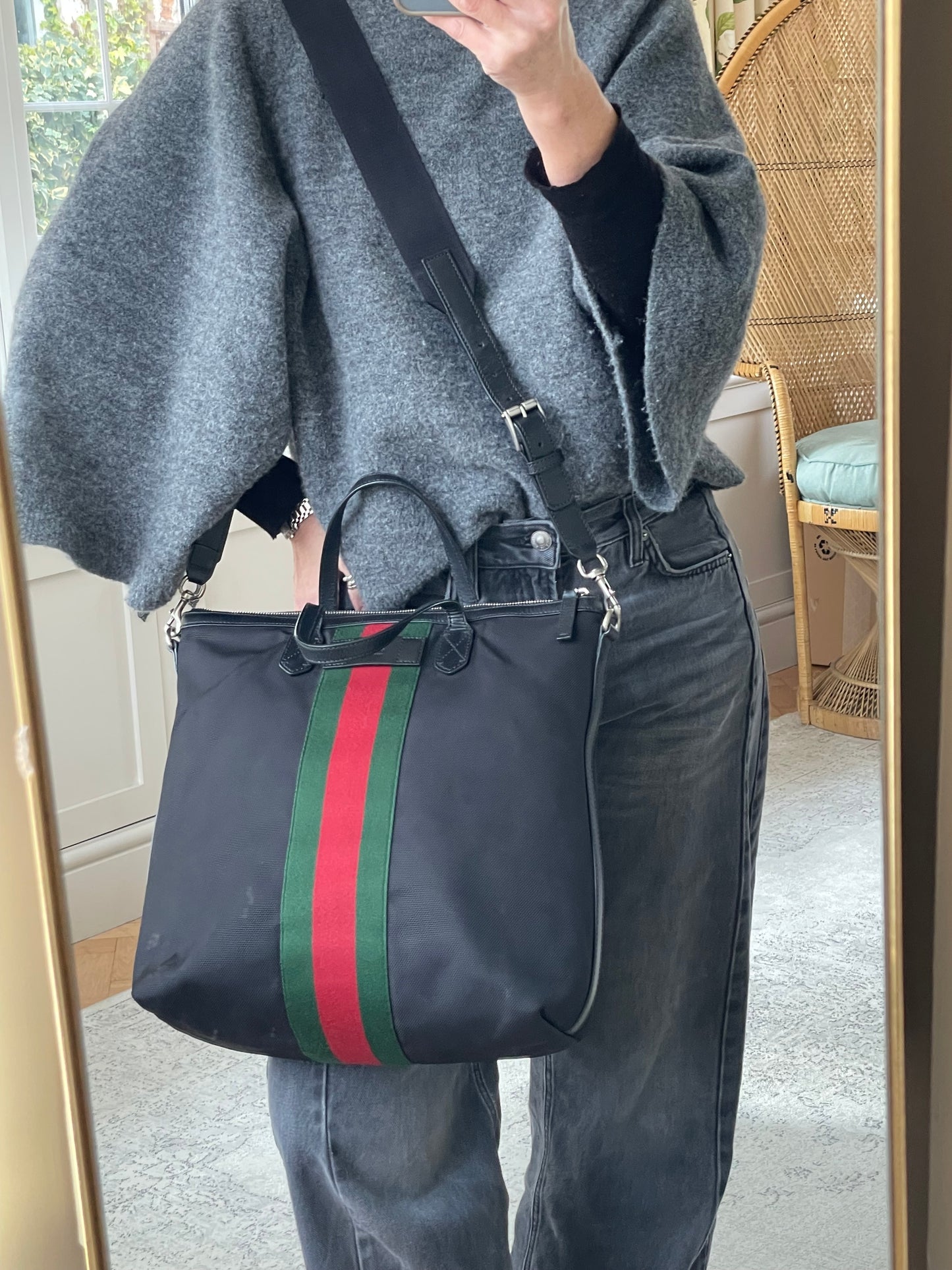 Preloved Gucci Techno Canvas Web Top Handle Messenger Shoulder Bag