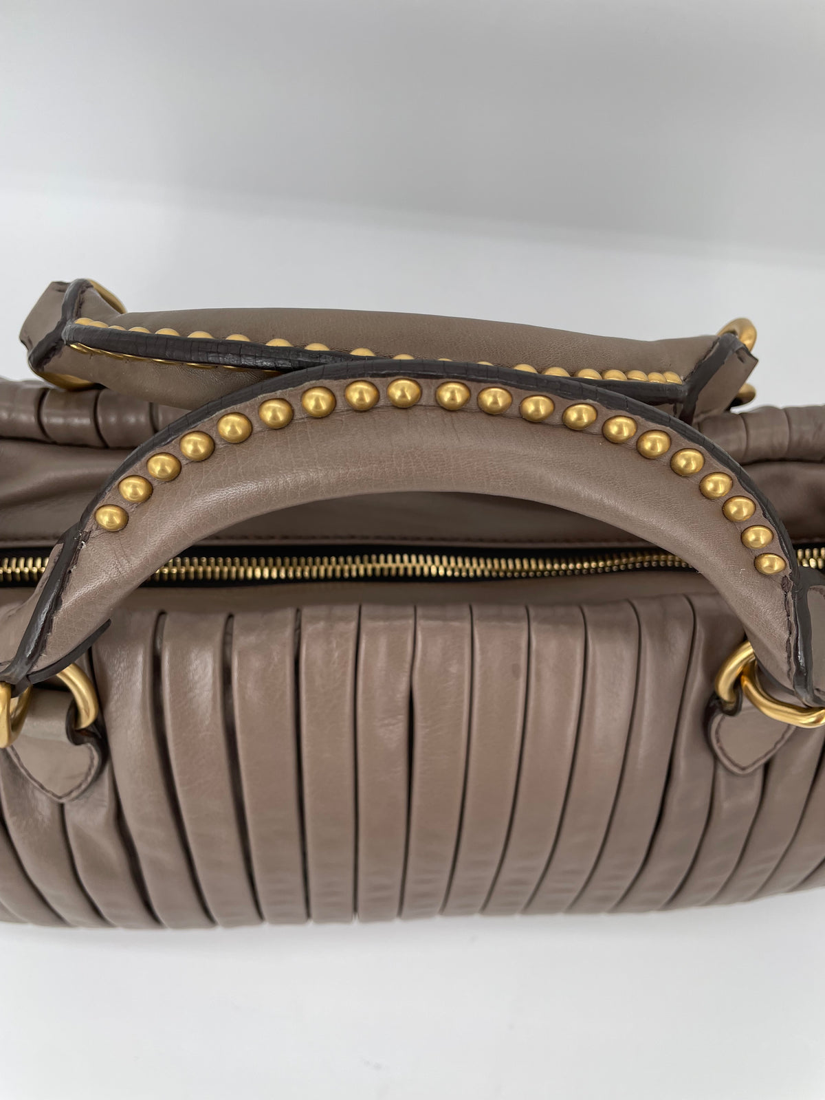 Preloved Miu Miu Plisse Pleated Leather Top handle bag