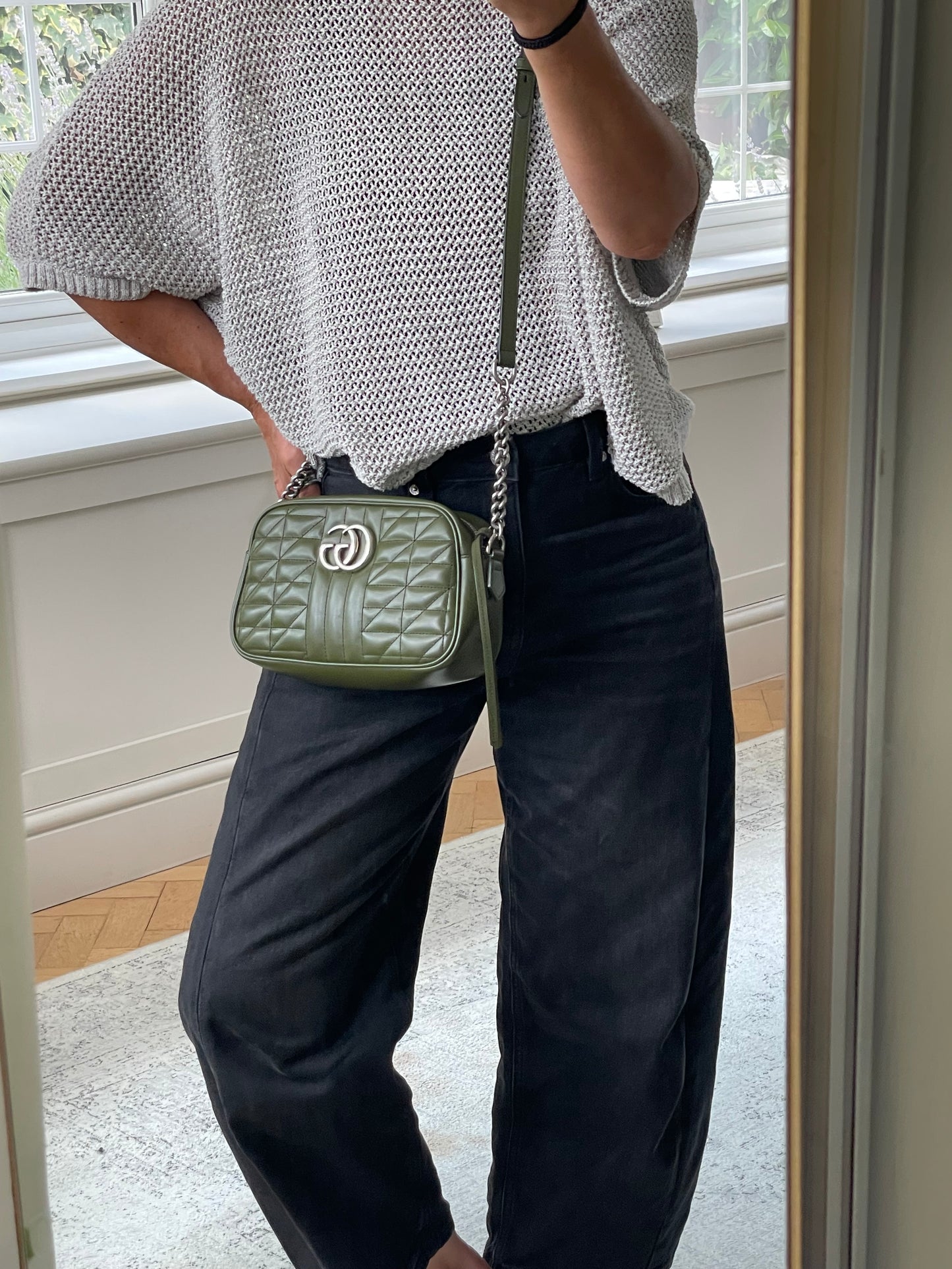 Preloved Gucci Quilted Leather Geometric Marmont Crossbody Bag, Small