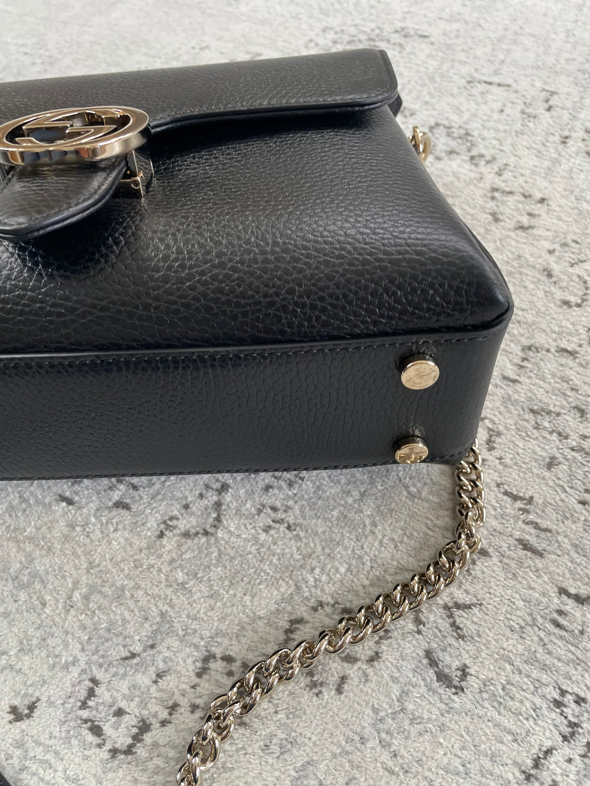 Preloved Gucci Dollar Interlocking Top Handled Shoulder Bag, Medium