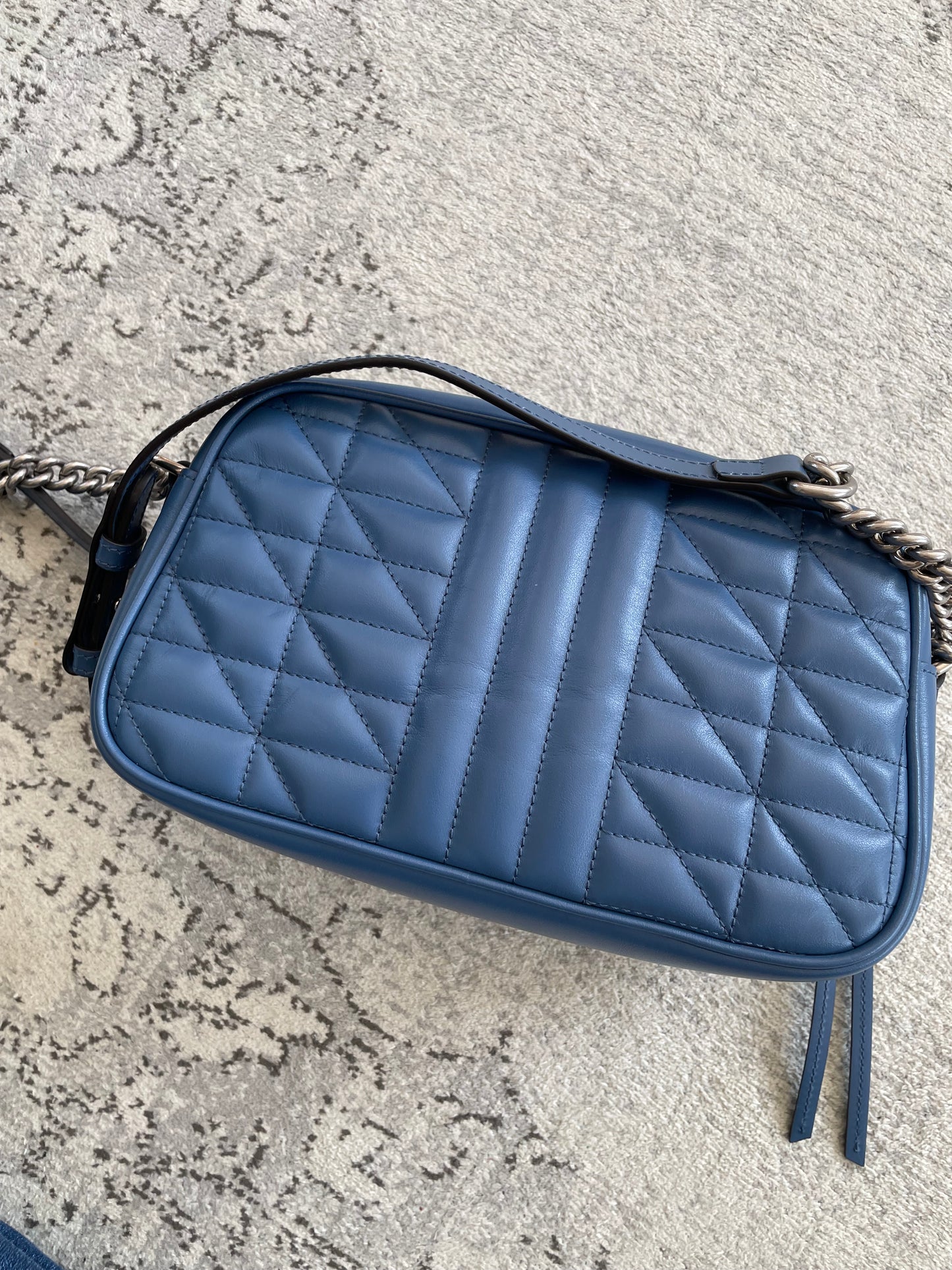 Preloved Gucci Quilted Leather Geometric Marmont Crossbody Bag, Small