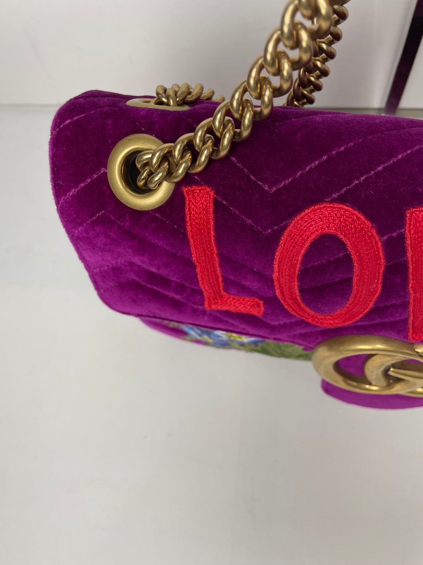 Preloved Gucci  Embroidered ‘LOVED’ Marmont shoulder Bag, Medium