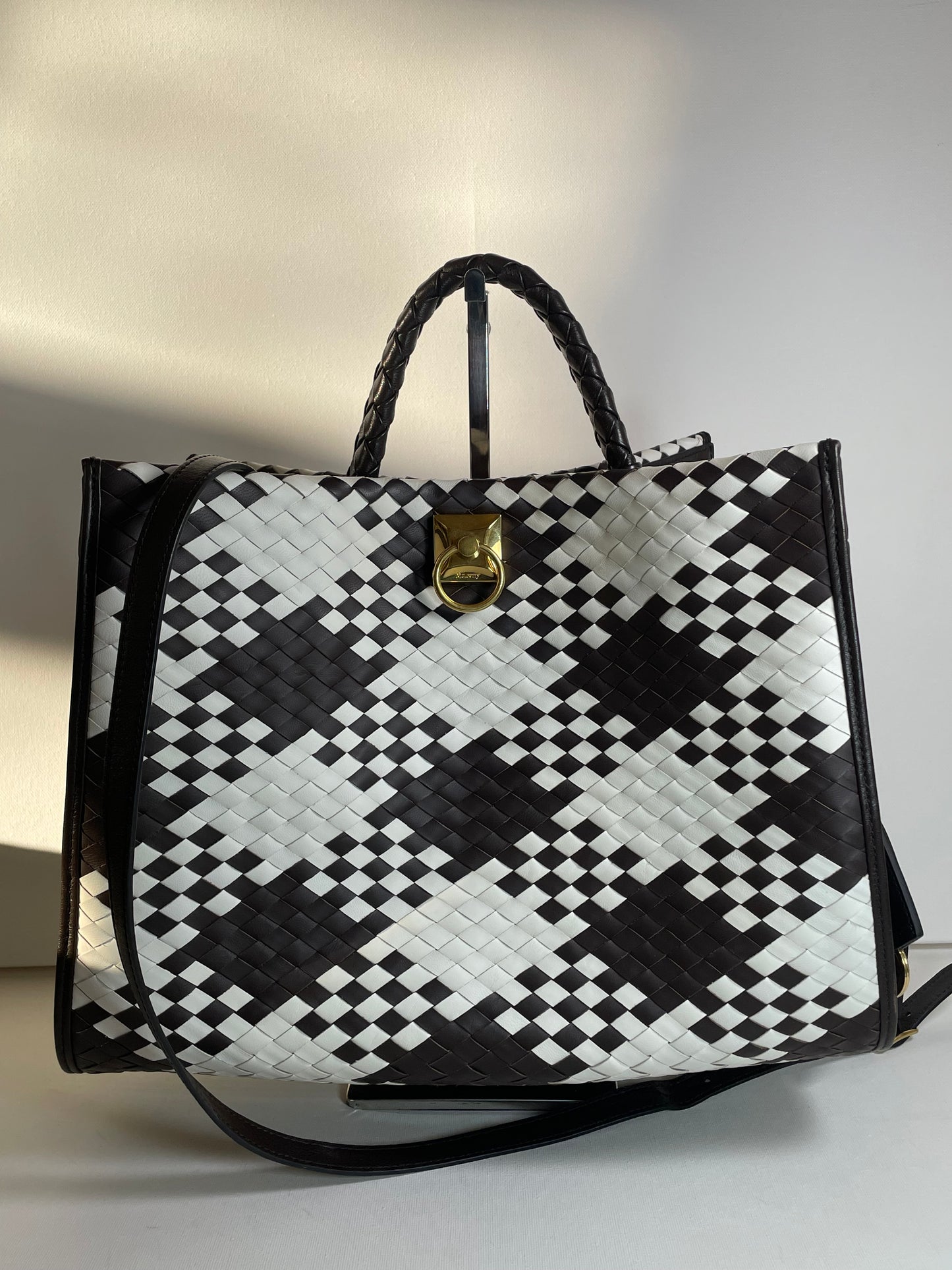 Preloved Mulberry Iris Woven Tote Bag with Long Strap