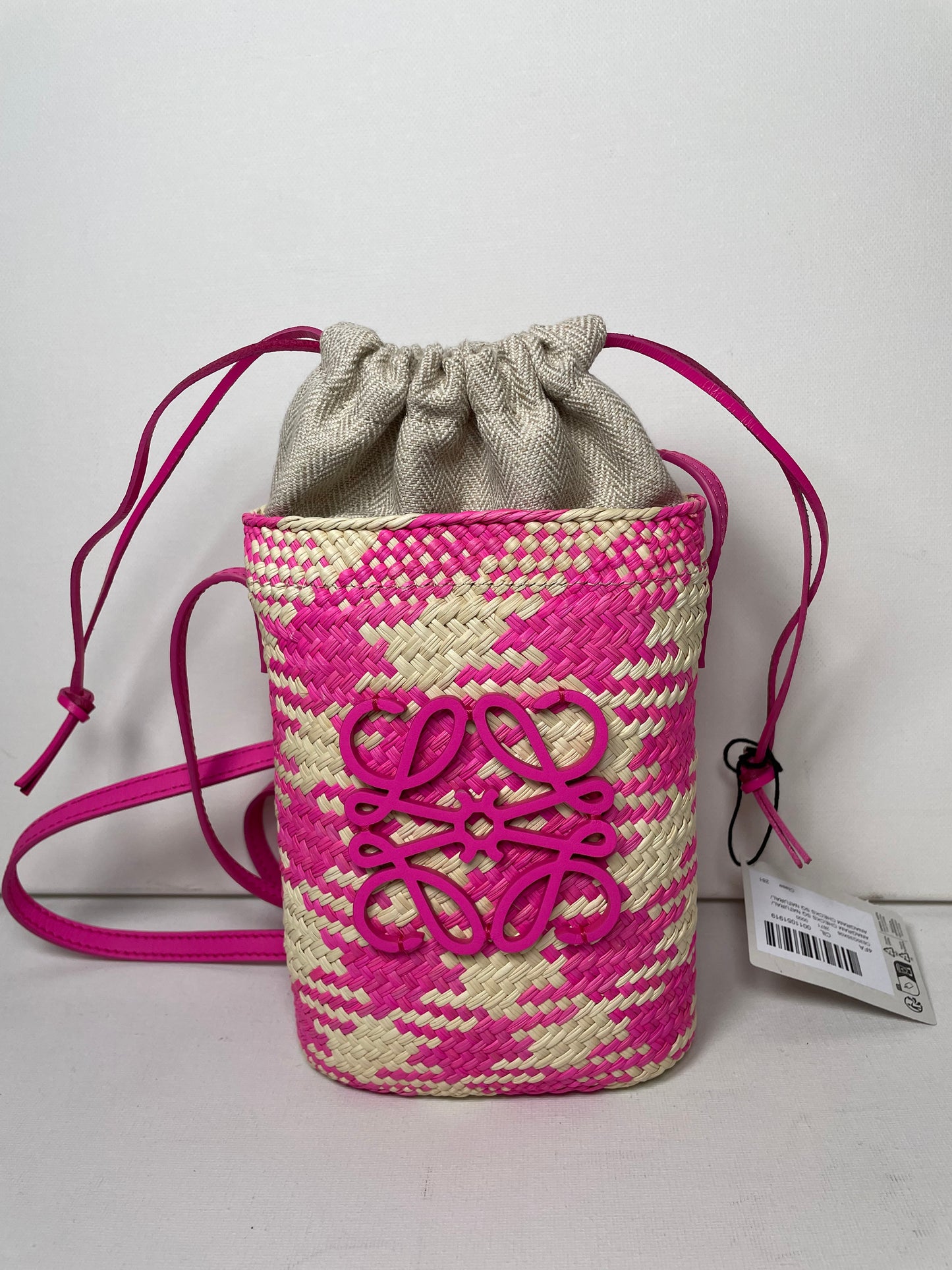 Preloved Loewe x Paula's Ibiza Woven Anagram Square Pocket Raffia Bag