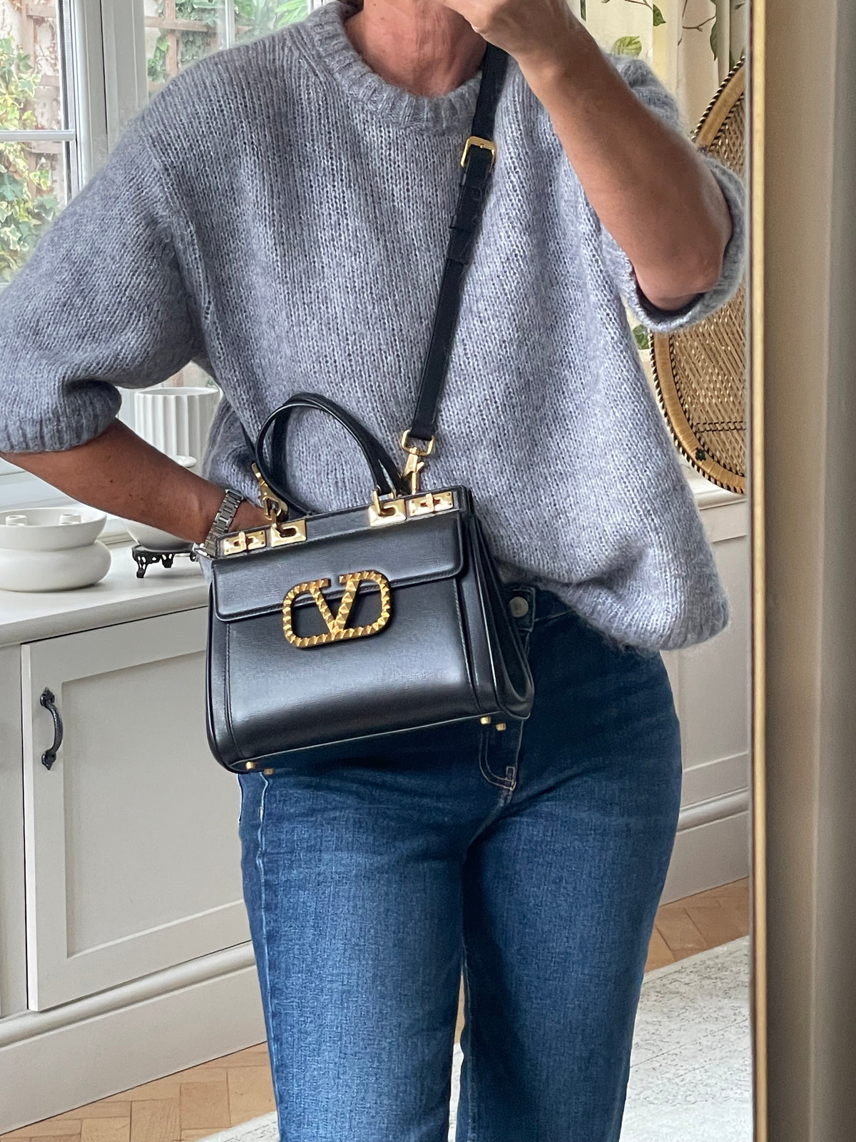 Preloved Valentino Garavani Rockstud Alcove Top-Handle Bag, medium