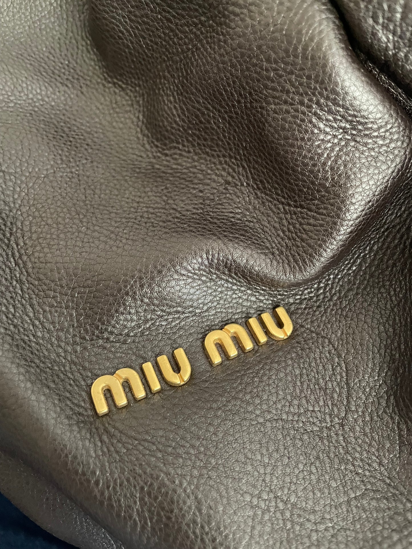 Preloved Miu Miu Pleated Leather Tote Bag with Long Strap