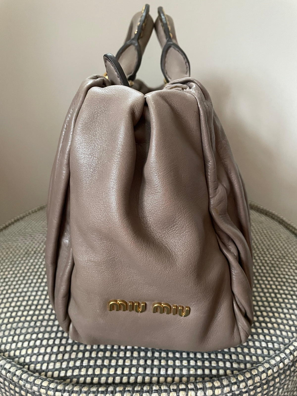 Preloved Miu Miu Plisse Pleated Leather Top handle bag