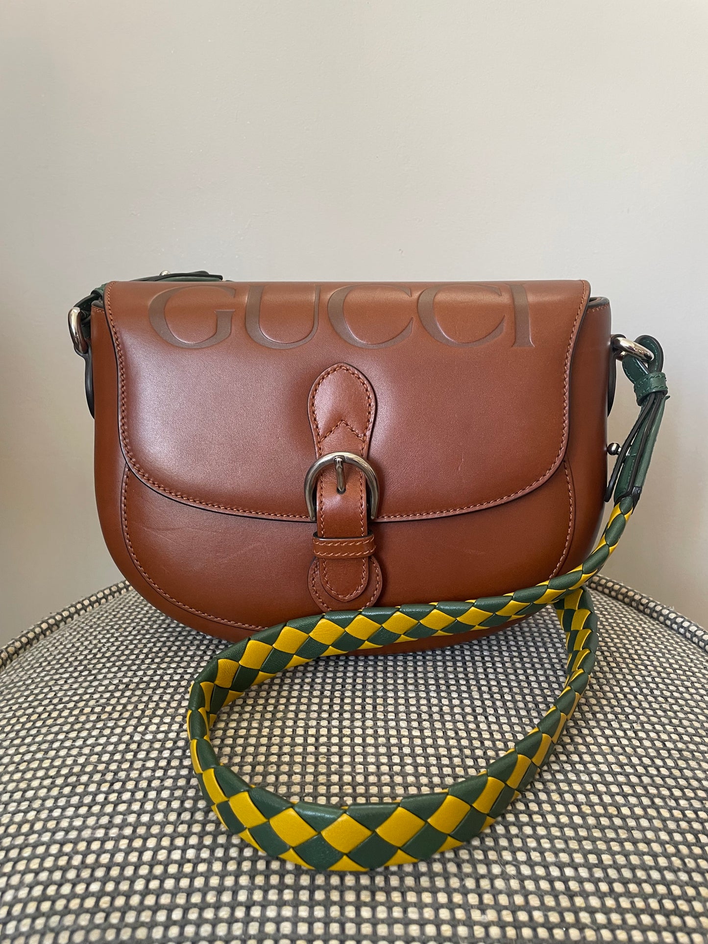 Preloved Gucci Embossed Aria Logo bag, Small