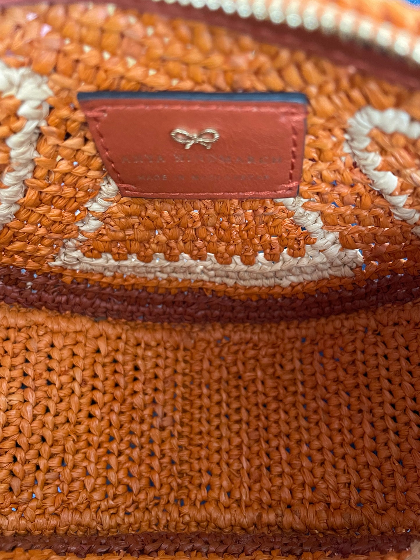Preloved Anya Hindmarch Raffia Shoulder Bag, Clutch
