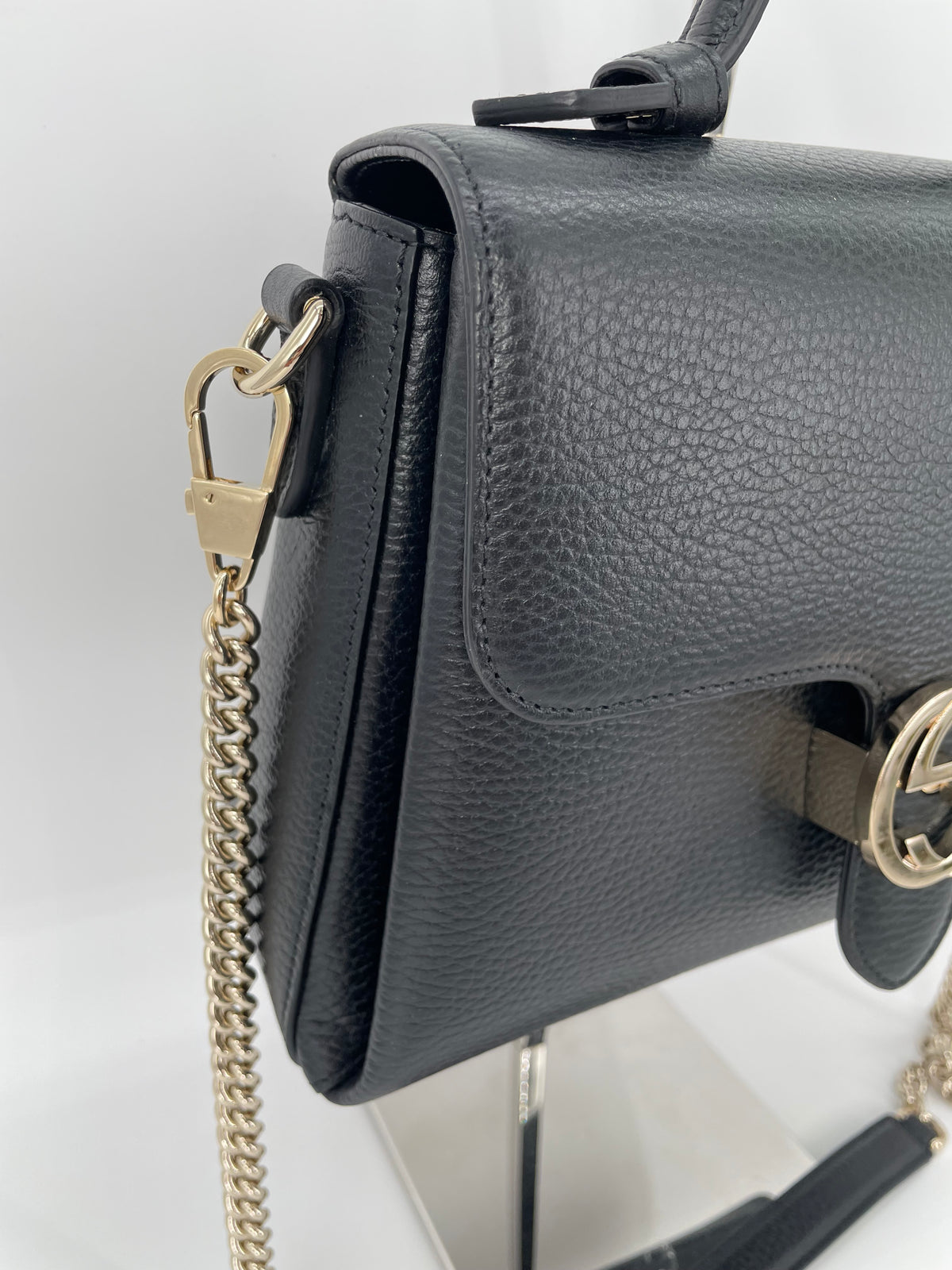 Preloved Gucci Dollar Interlocking Top Handled Shoulder Bag, Medium