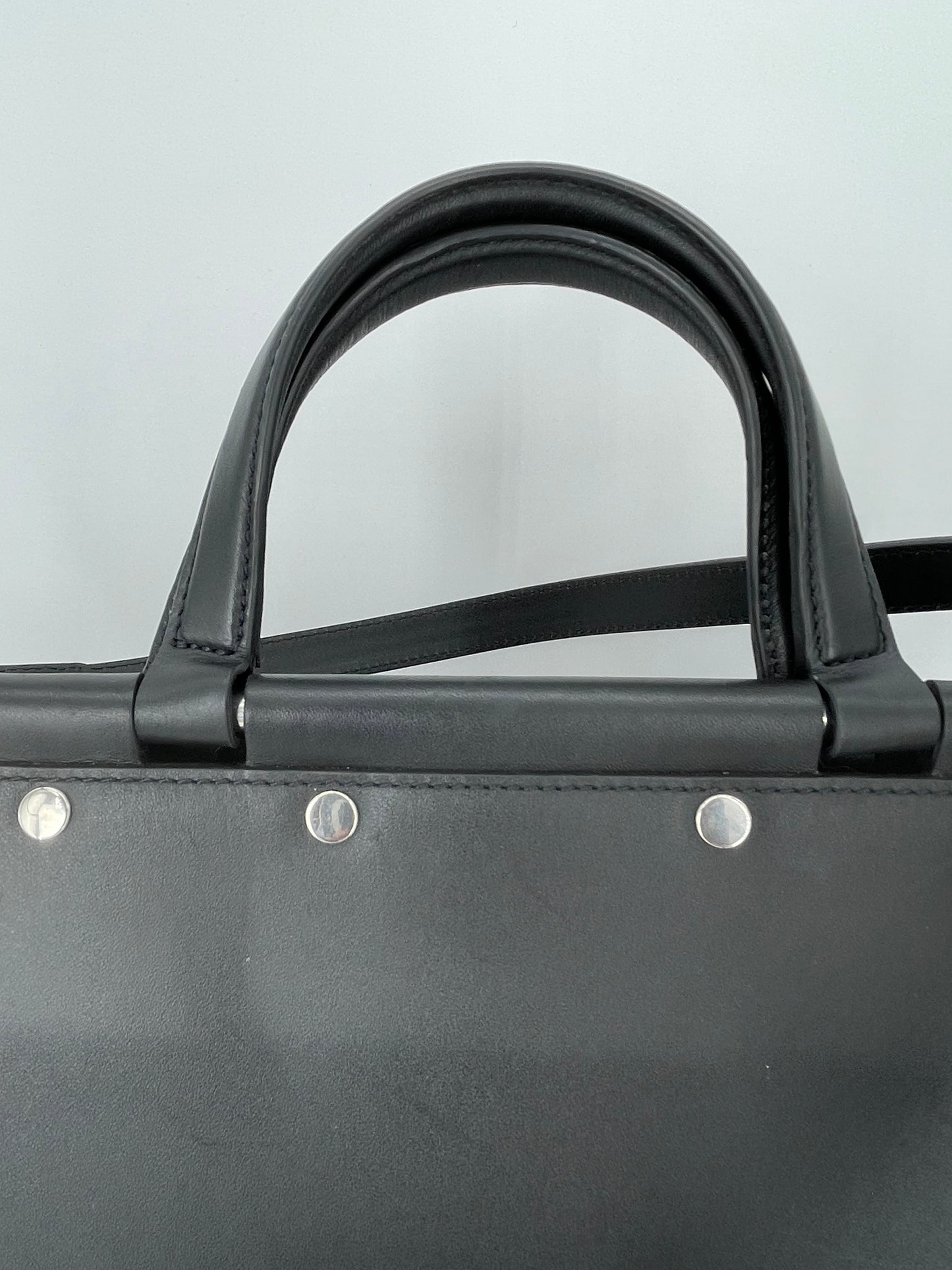 Preloved Mulberry Iris Top Handle Flat Stud Tote Bag with Long Strap