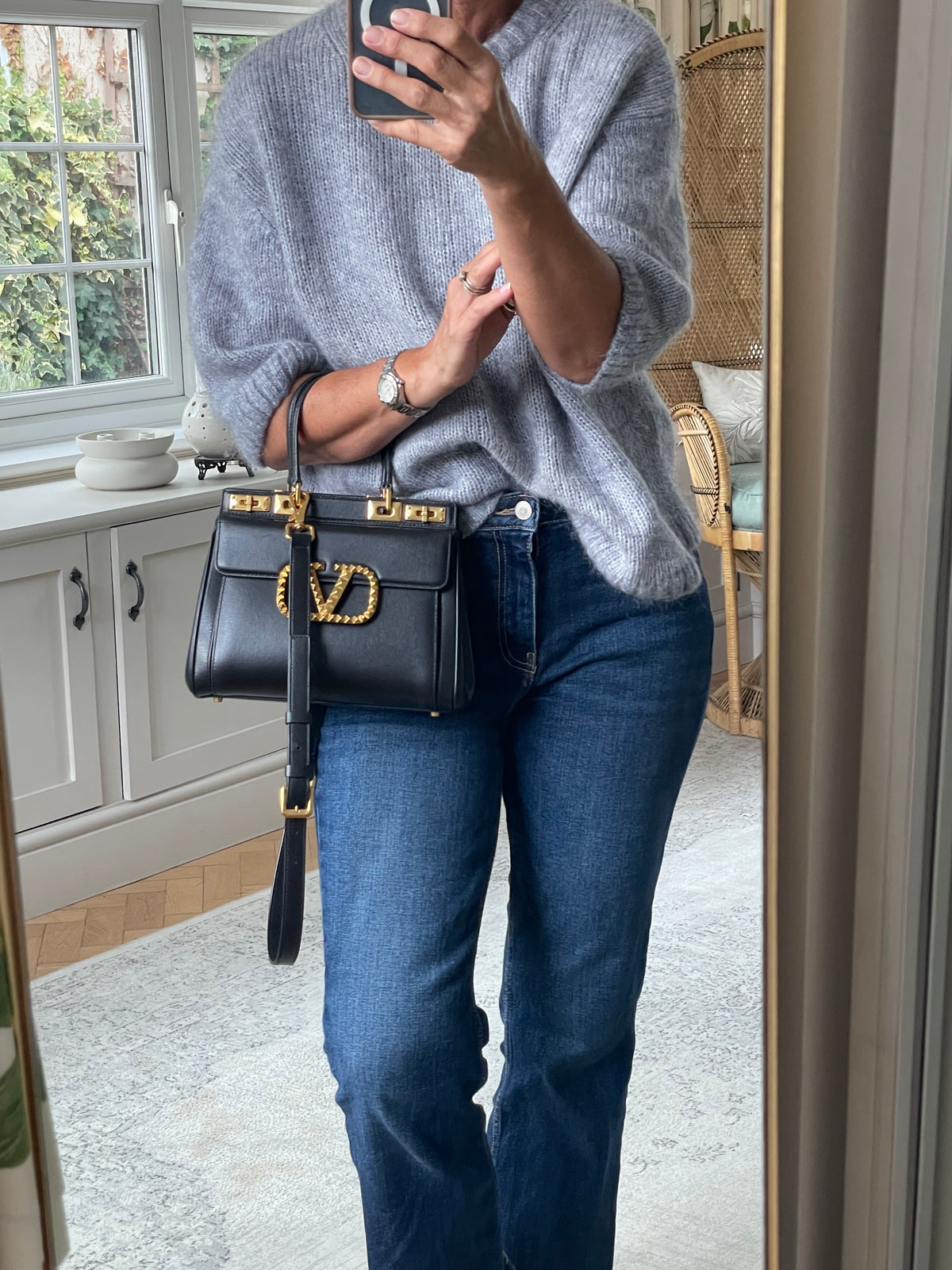 Preloved Valentino Garavani Rockstud Alcove Top-Handle Bag, medium