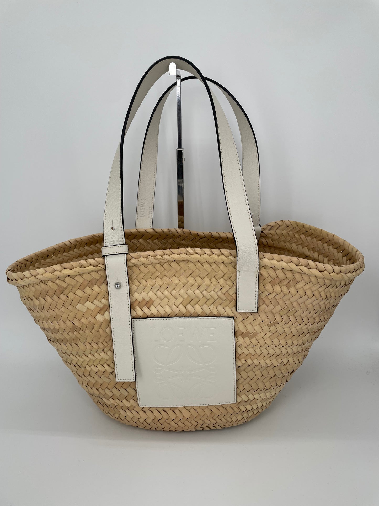 Preloved Loewe Raffia Basket Bag, Medium