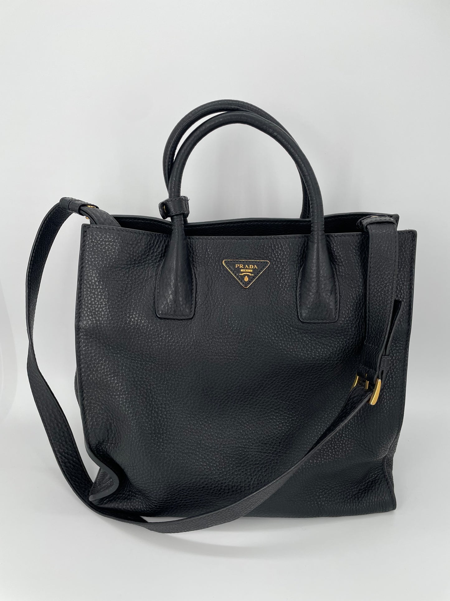 Preloved Prada Vitello Daino Tote Bag with Long Strap