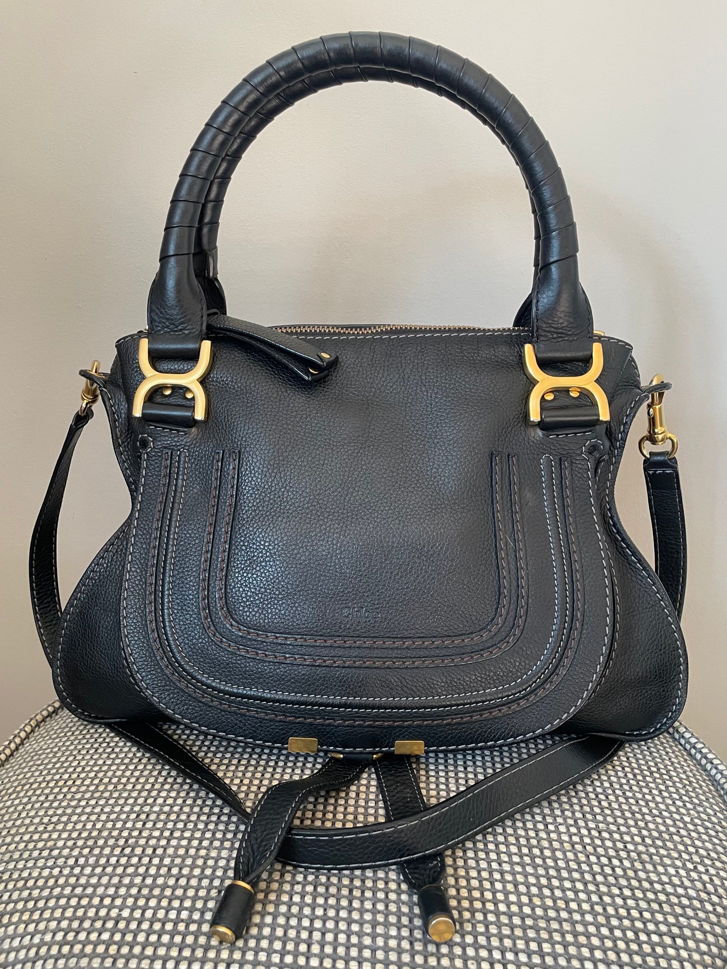 Preloved Chloe Marcie Satchel with long strap, Medium