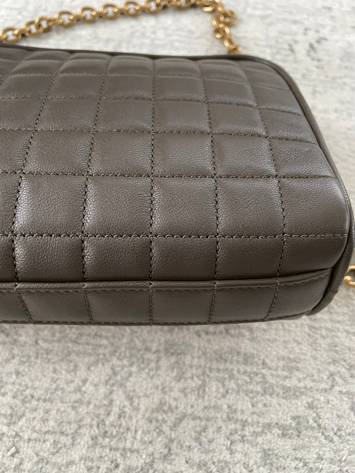 Preloved Saint Laurent Carre Quilted Cassandre Camera Bag, Mini