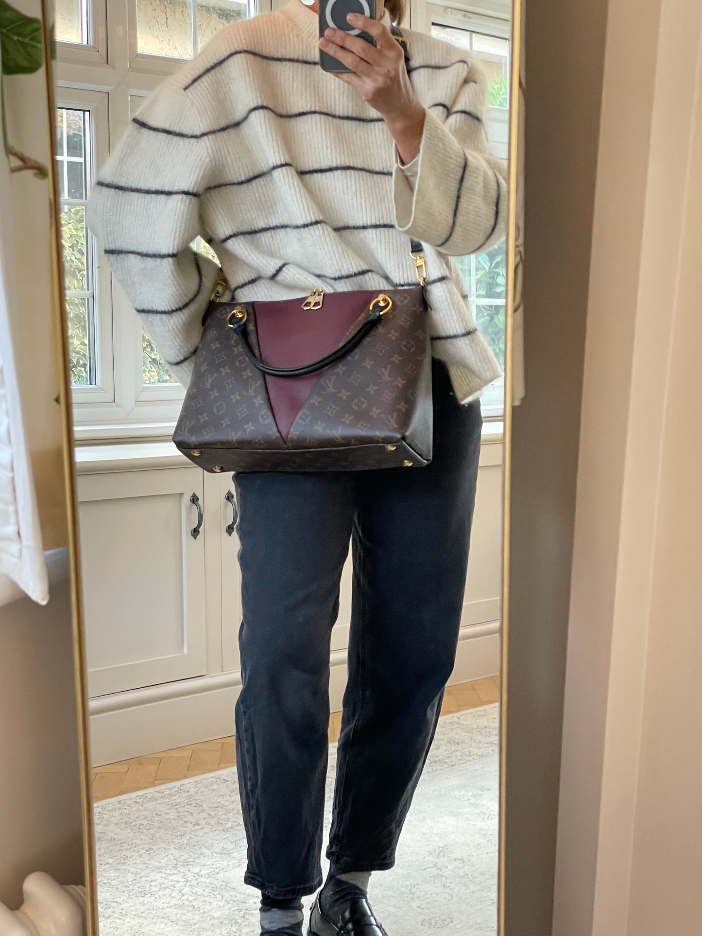 Preloved Louis Vuitton V Tote Bag with Long Strap, MM