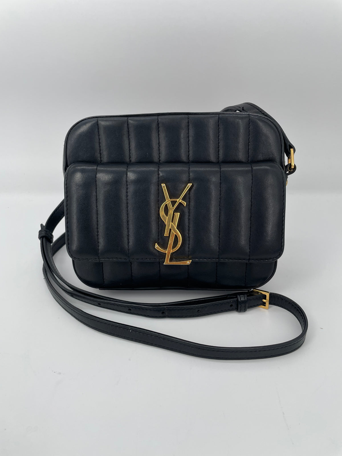 Preloved Saint Laurent Matelasse Monogram Vicky Shoulder Bag, Small