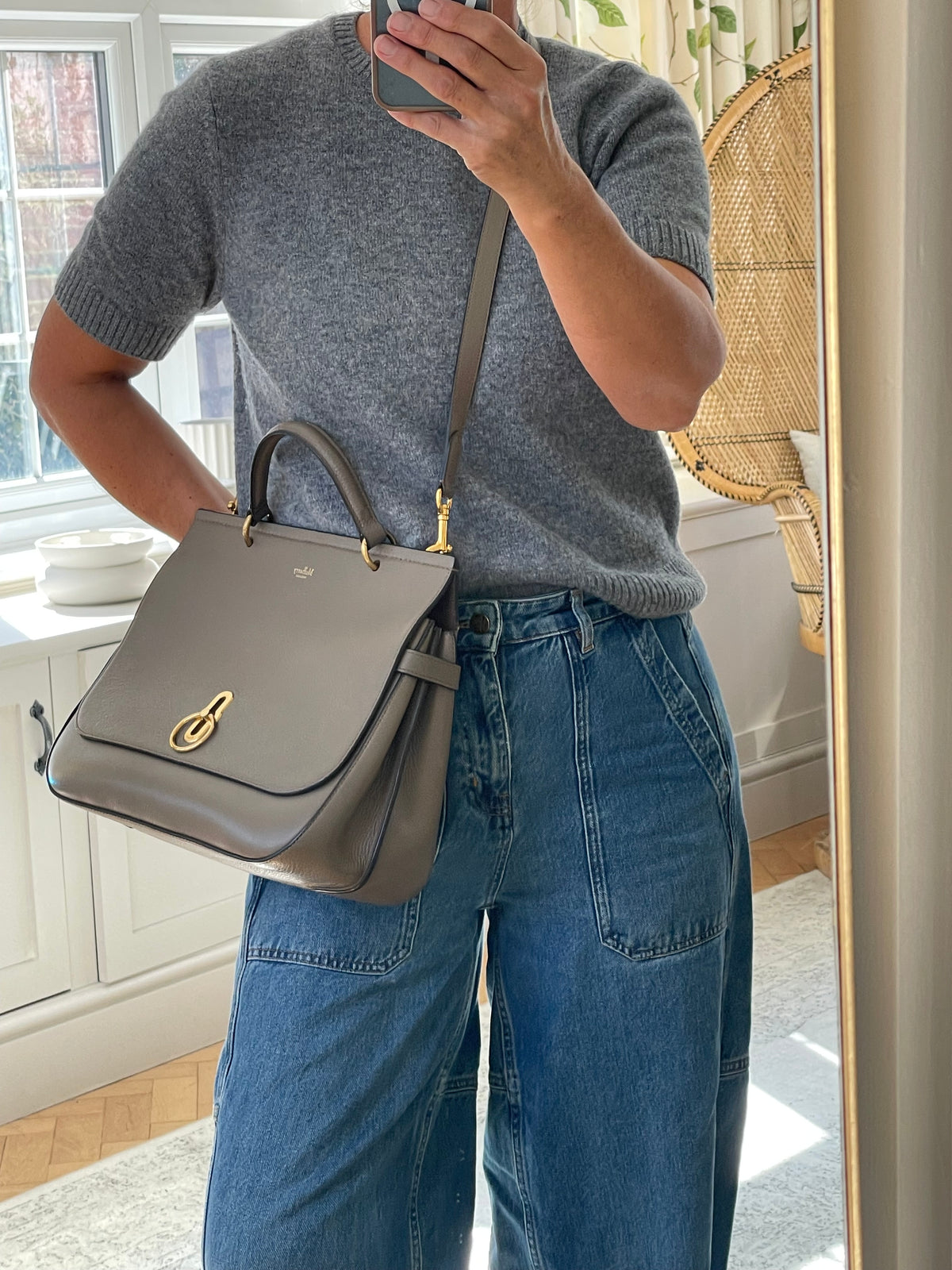 Preloved Mulberry Amberley Top Handle Satchel Bag, Large