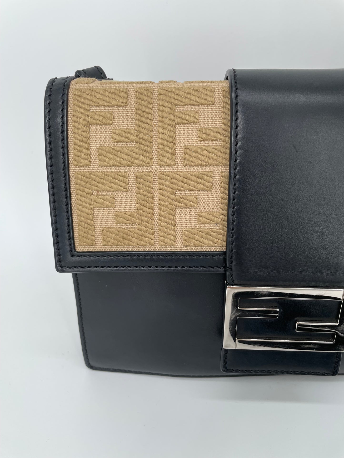 Preloved Fendi Zucca Flat Baguette Crossbody Bag