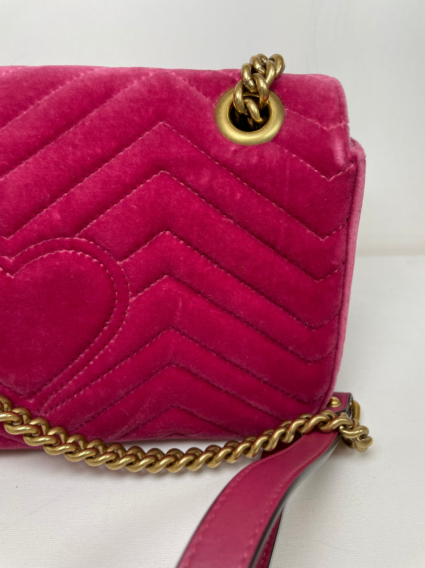 Preloved Gucci Velvet Matelasse GG Marmont Shoulder Bag, Small