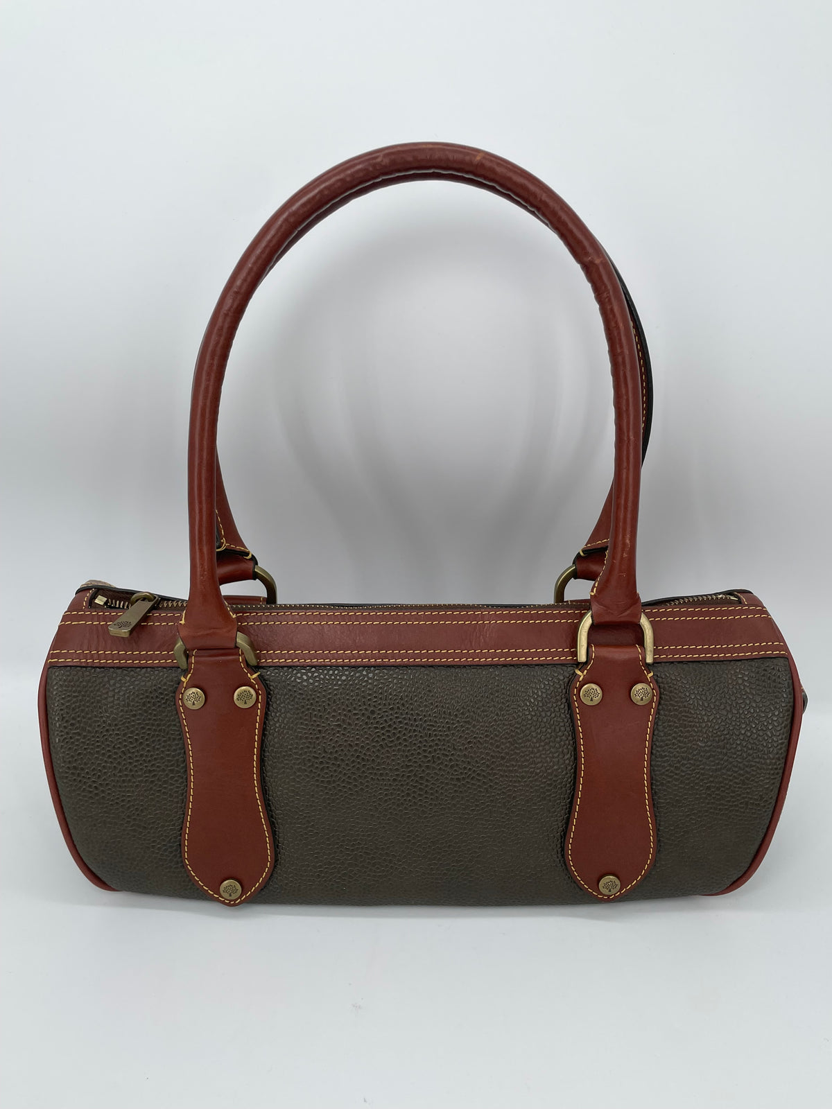 Preloved Mulberry Vintage Scotchgrain Bowling Bag