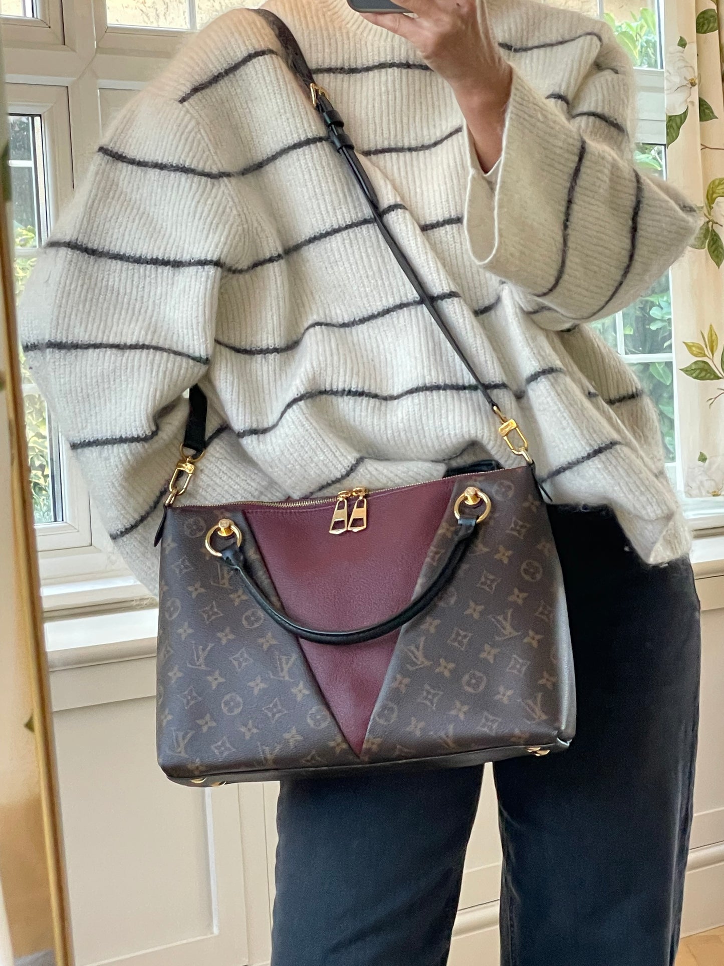 Preloved Louis Vuitton V Tote Bag with Long Strap, MM