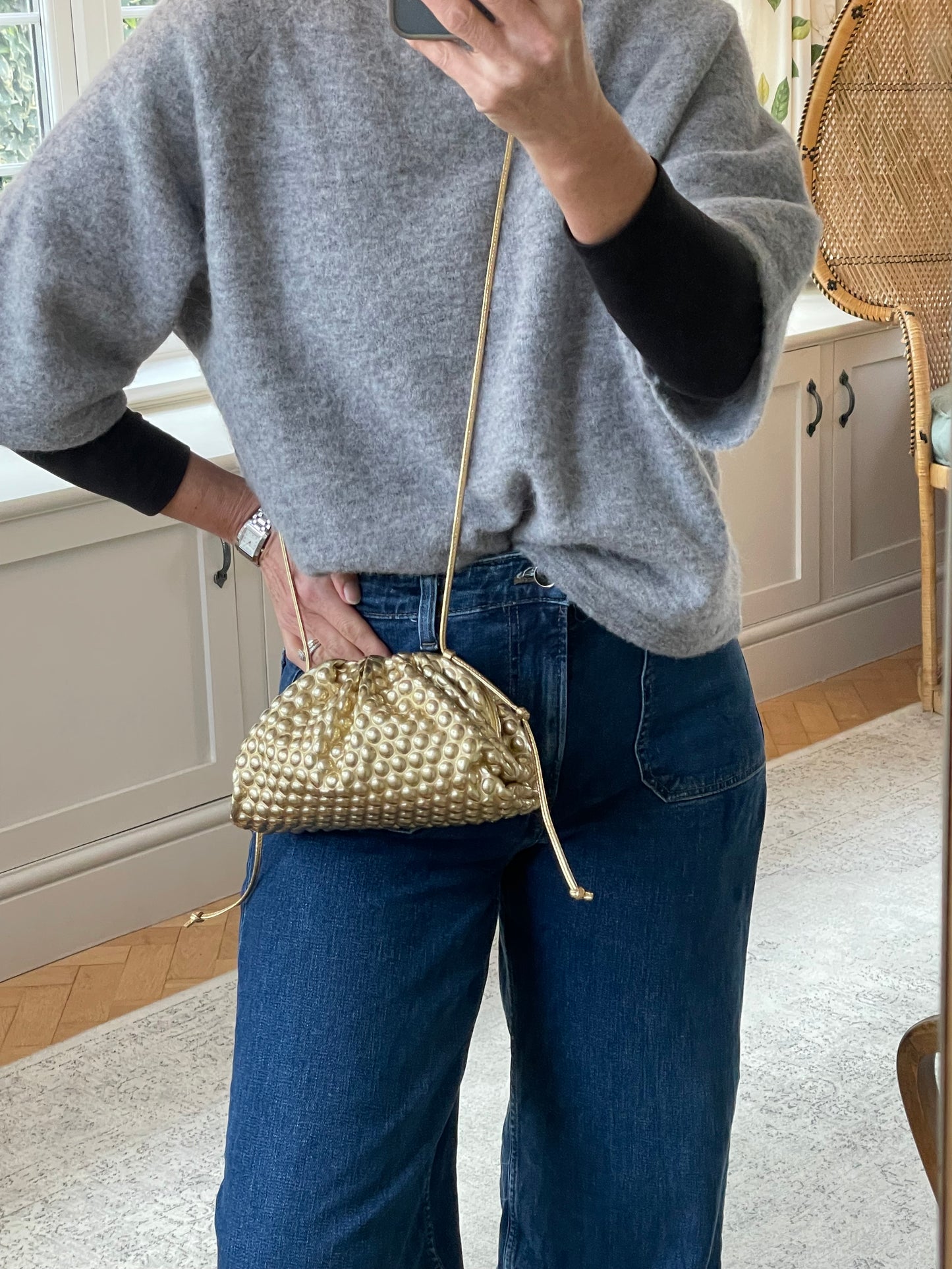 Preloved Bottega Veneta Metallic Bubble Pouch, Mini