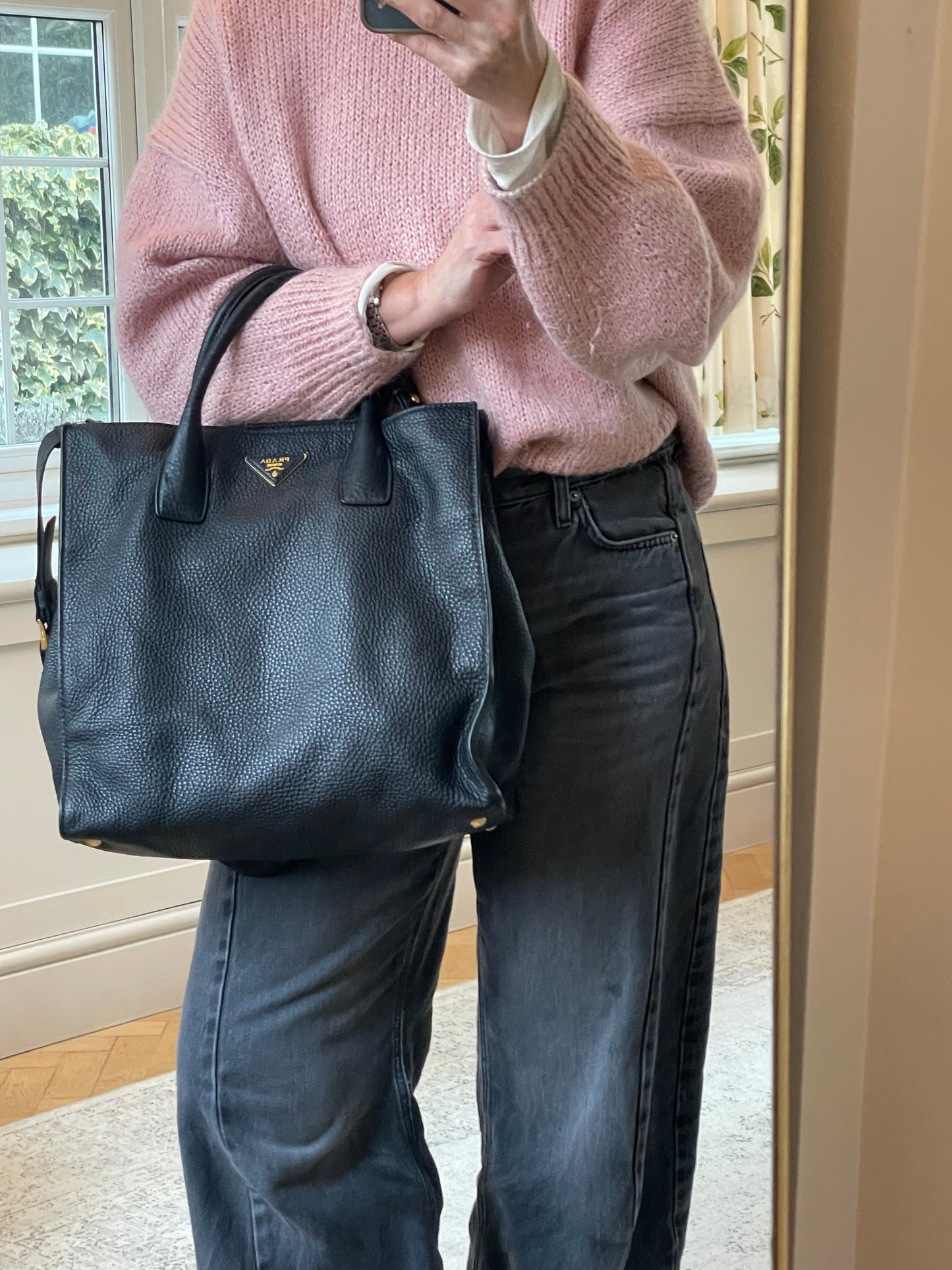 Preloved Prada Vitello Daino Tote Bag with Long Strap