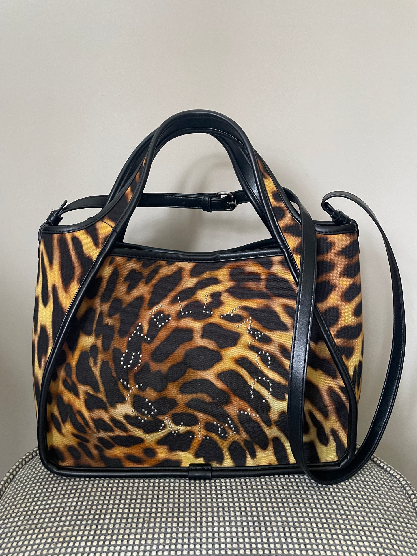 Preloved Stella McCartney Leopard Print Studded Tote Bag