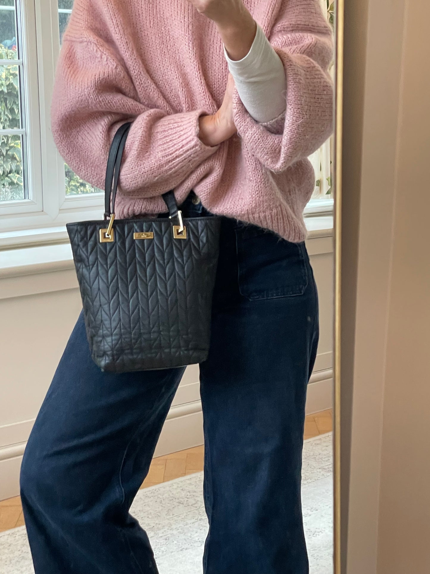 Preloved Gucci Quilted Bucket Top Handle Tote Bag, Small