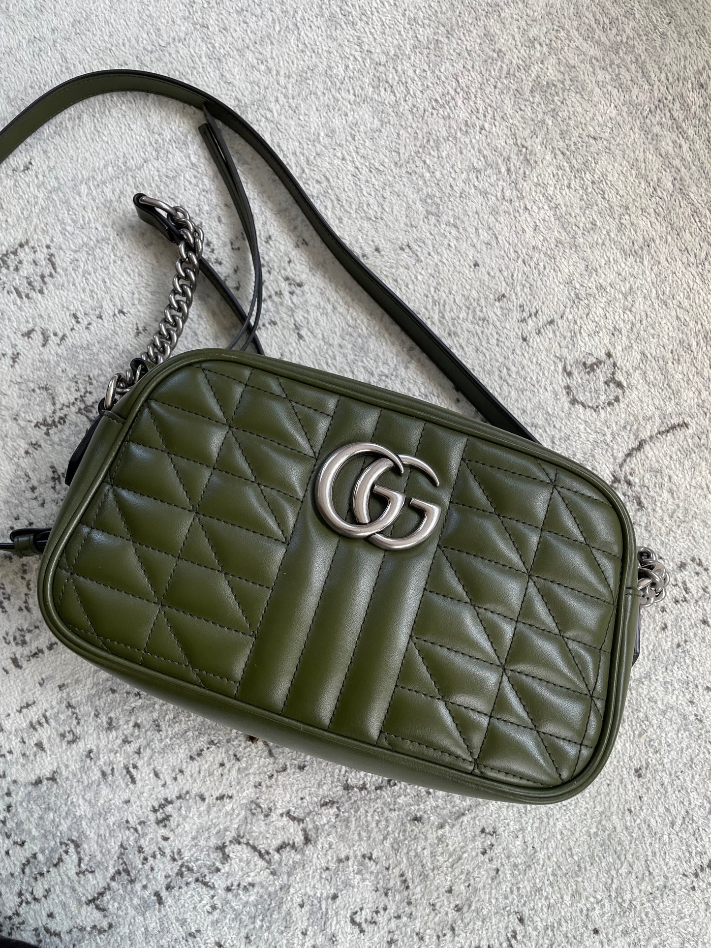Preloved Gucci Quilted Leather Geometric Marmont Crossbody Bag, Small