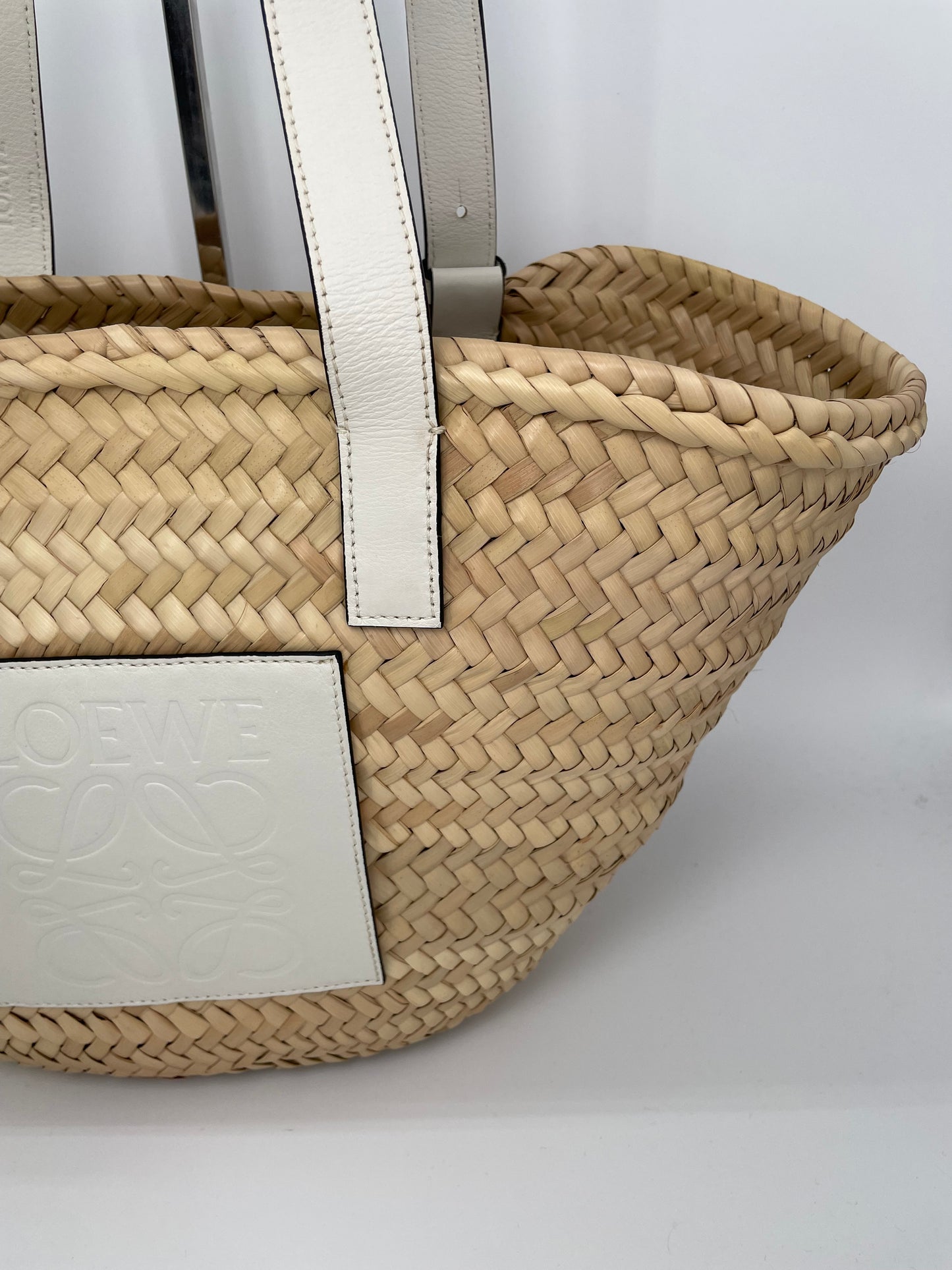 Preloved Loewe Raffia Basket Bag, Medium