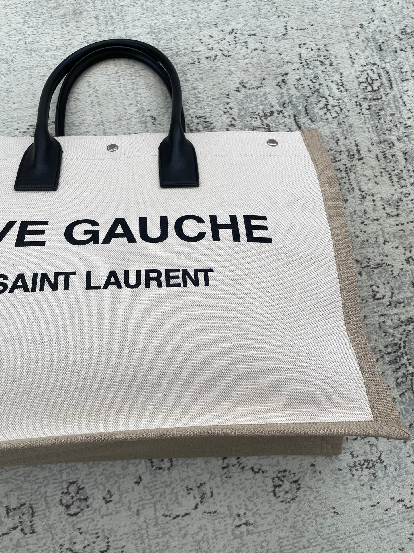 Preloved Yves Saint Laurent Rive Gauche Linen Tote Bag, Large