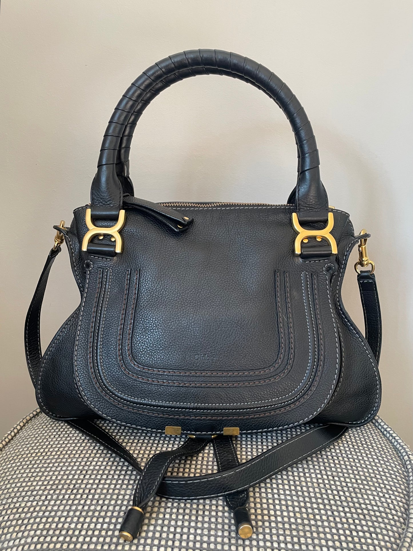 Preloved Chloe Marcie Satchel with long strap, Medium