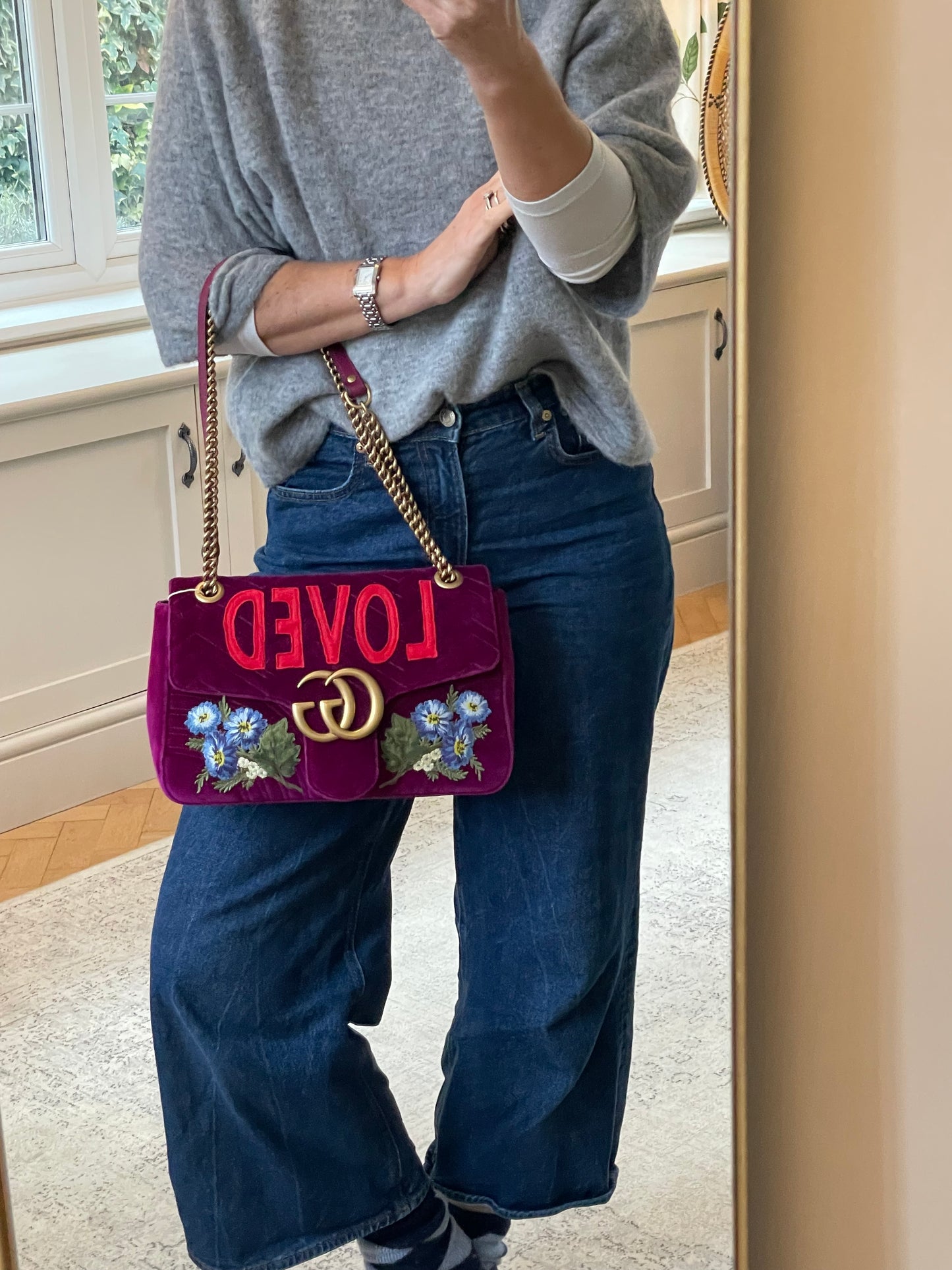 Preloved Gucci  Embroidered ‘LOVED’ Marmont shoulder Bag, Medium