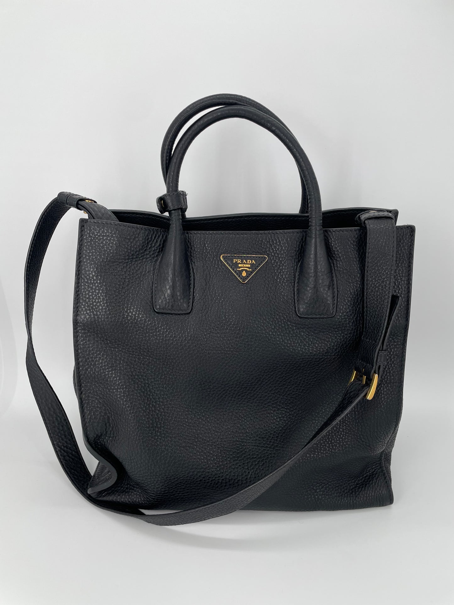 Preloved Prada Vitello Daino Tote Bag with Long Strap