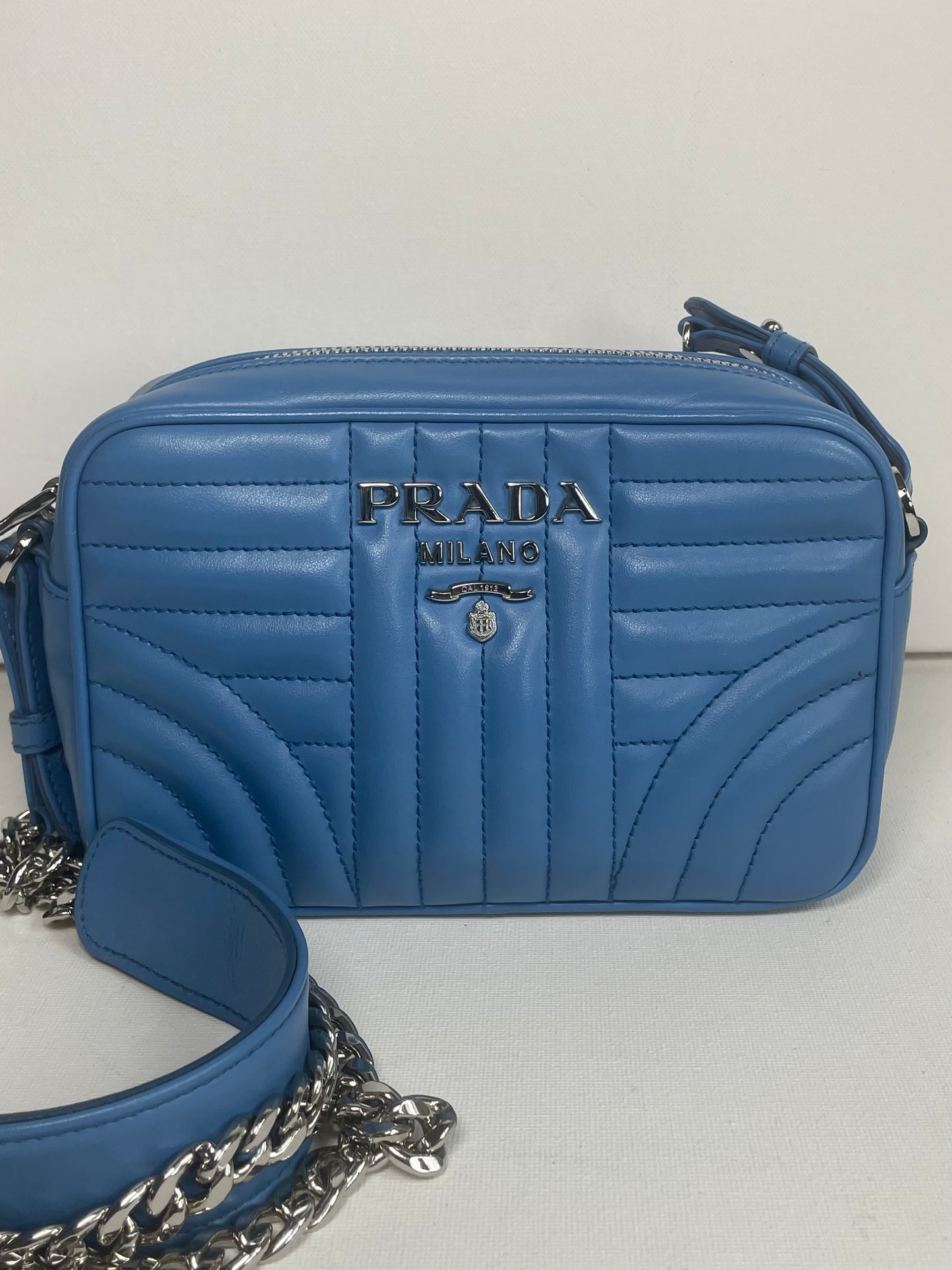 Preloved Prada Diagramme Bandoliera Crossbody Bag, Small