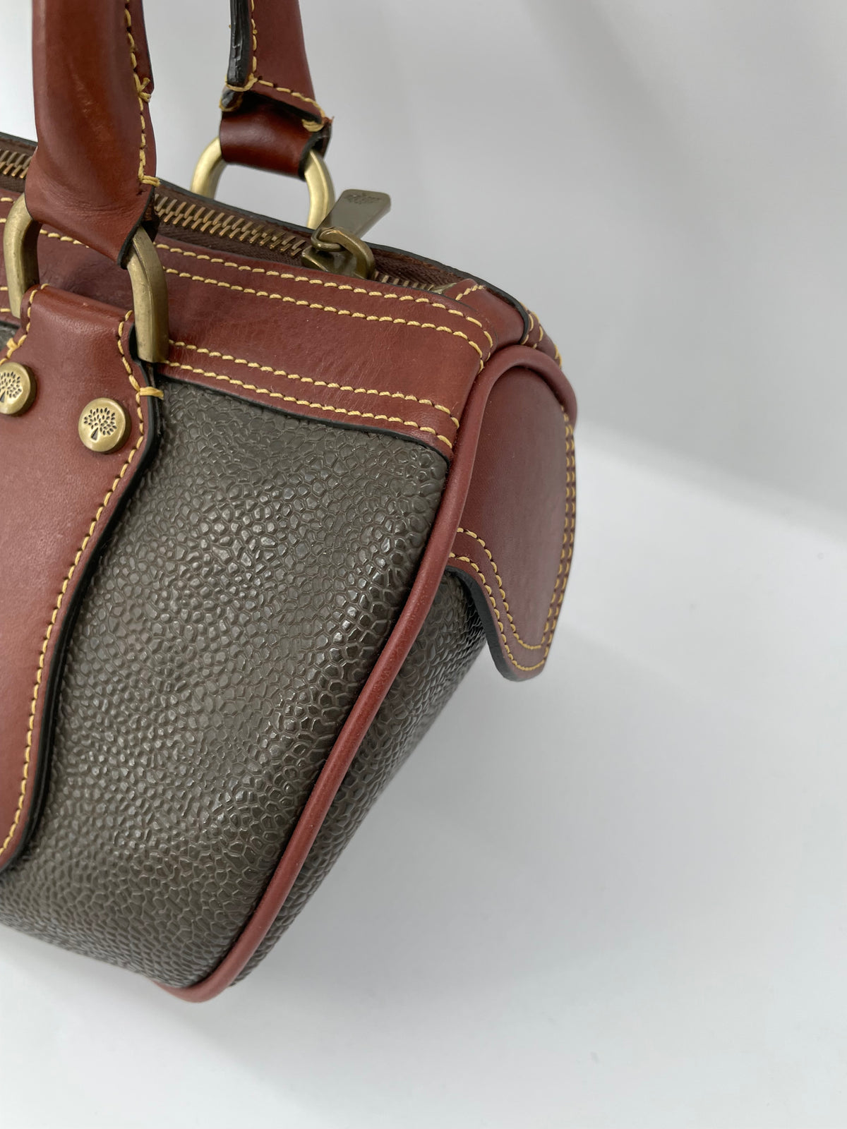 Preloved Mulberry Vintage Scotchgrain Bowling Bag