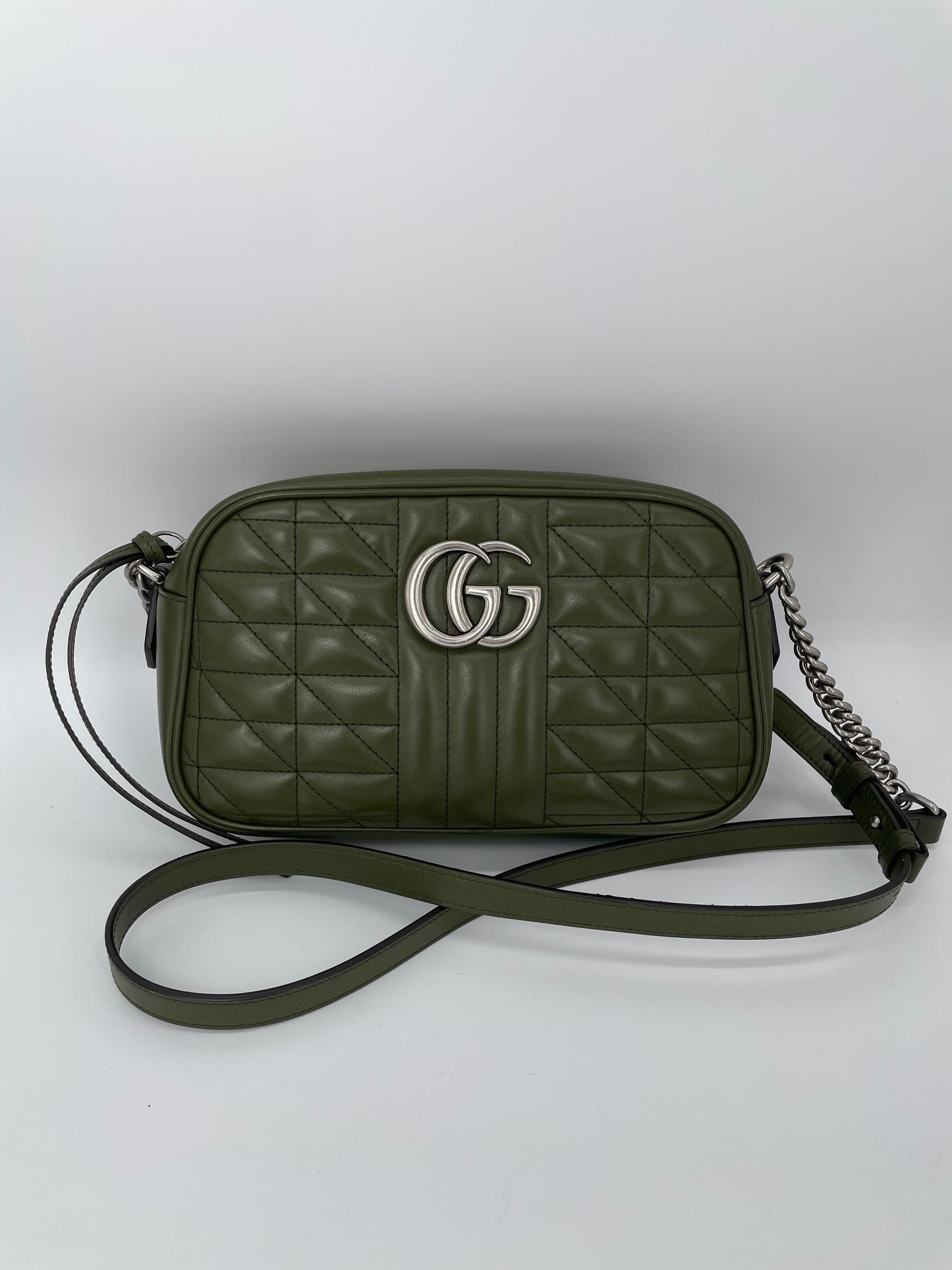 Preloved Gucci Quilted Leather Geometric Marmont Crossbody Bag, Small
