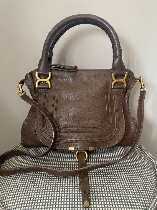 Preloved Chloe Marcie Satchel with long strap, Medium