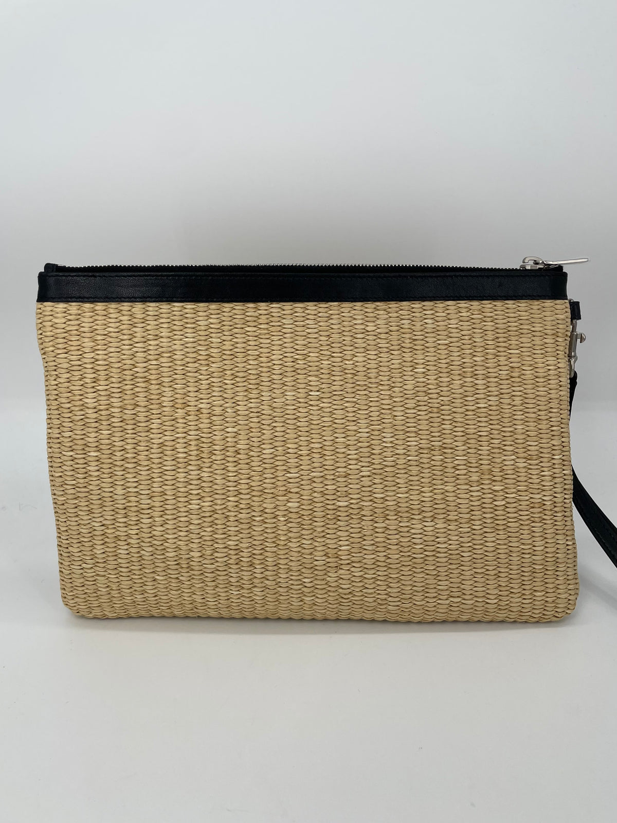 Preloved Saint Laurent Rive Gauche Raffia Clutch Bag