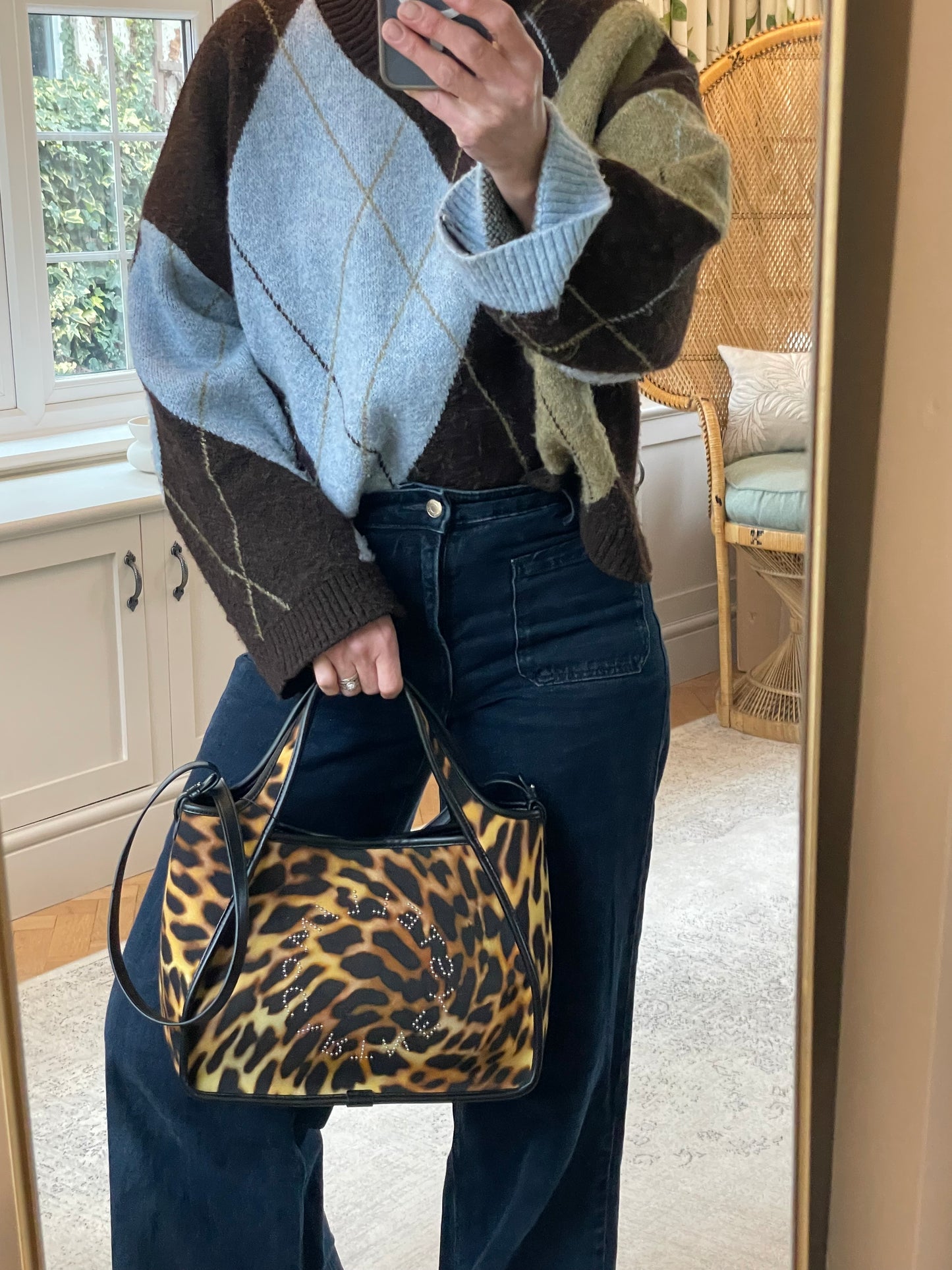 Preloved Stella McCartney Leopard Print Studded Tote Bag