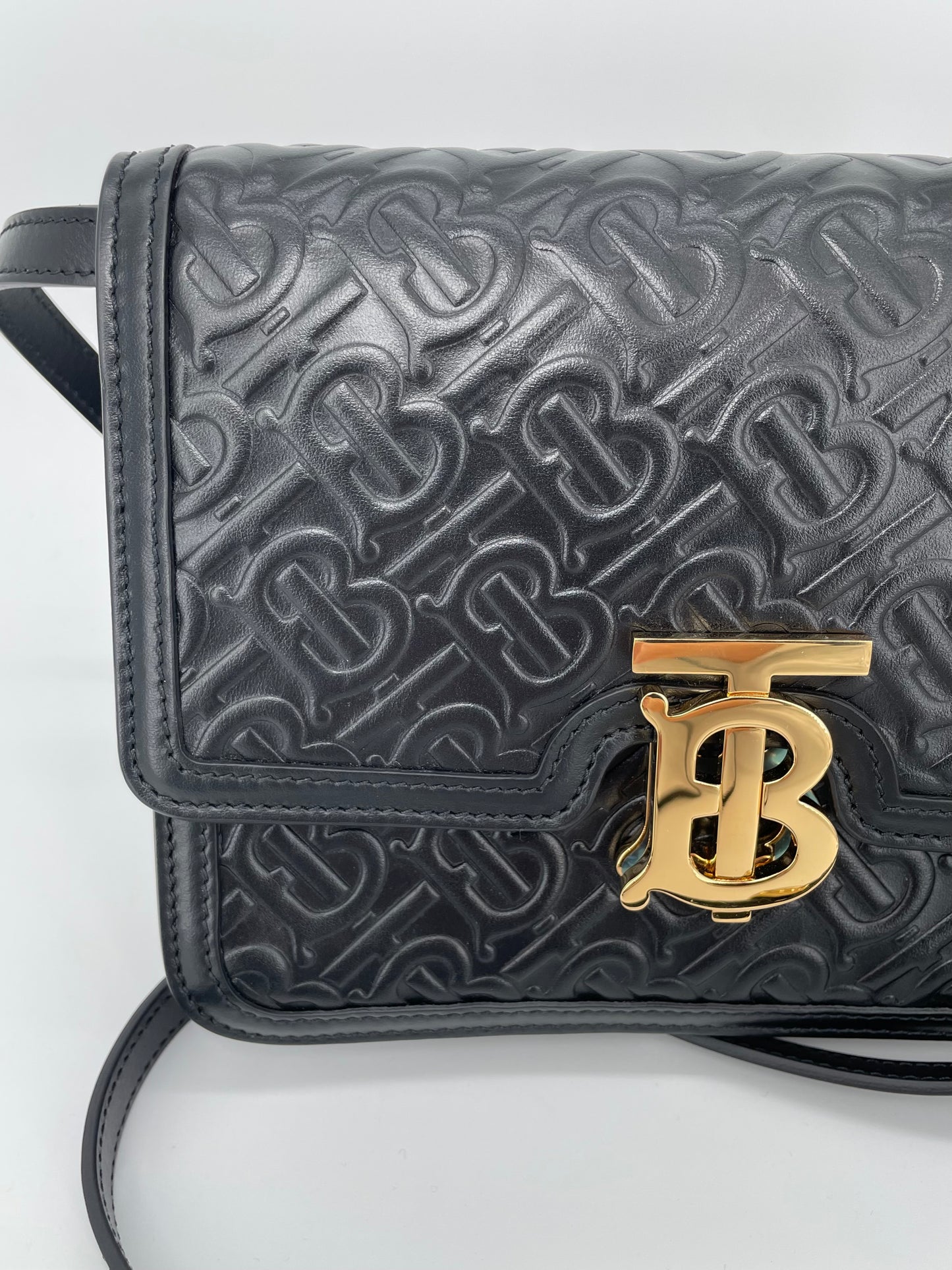 Preloved Burberry Monogram TB Shoulder Bag, Small